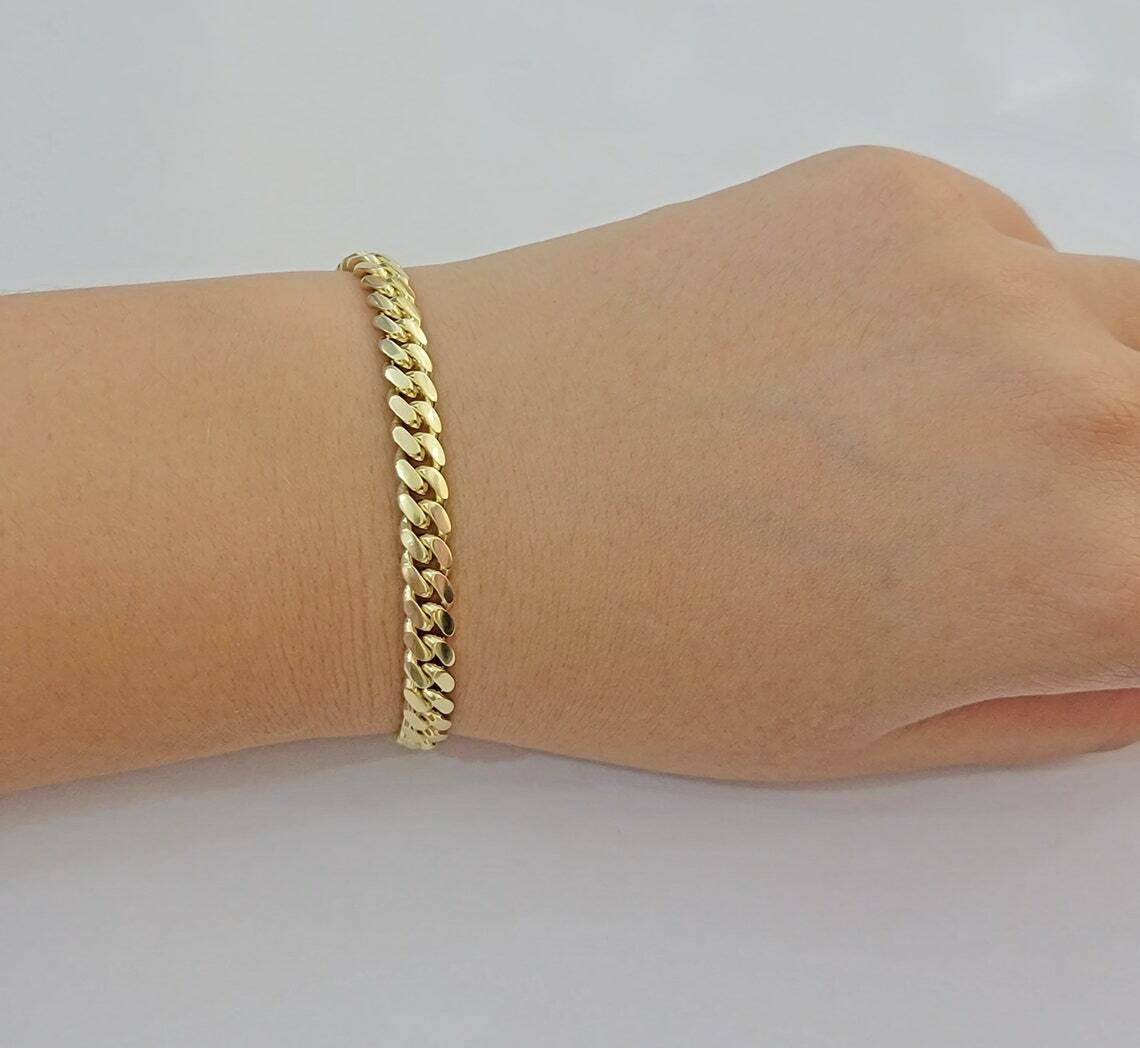 Real 14k Yellow Gold Bracelet Solid Miami Cuban Link With Box Lock 6mm 8" inch - Image 4
