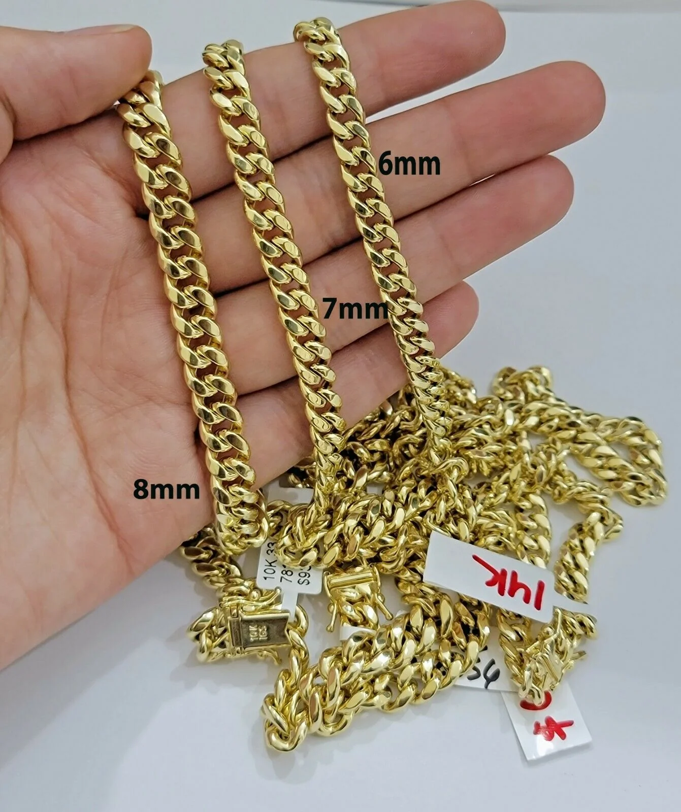 Real 14k Yellow Gold chain Miami Cuban Link Necklace 6mm-9mm 8"-30" Inch ,Strong - Image 7