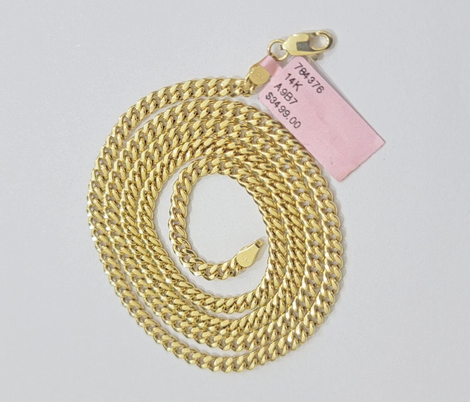 Real 14K Yellow Gold Chain Necklace Miami Cuban Link Chain 3.5mm 18" - 26'' Inch - Image 12