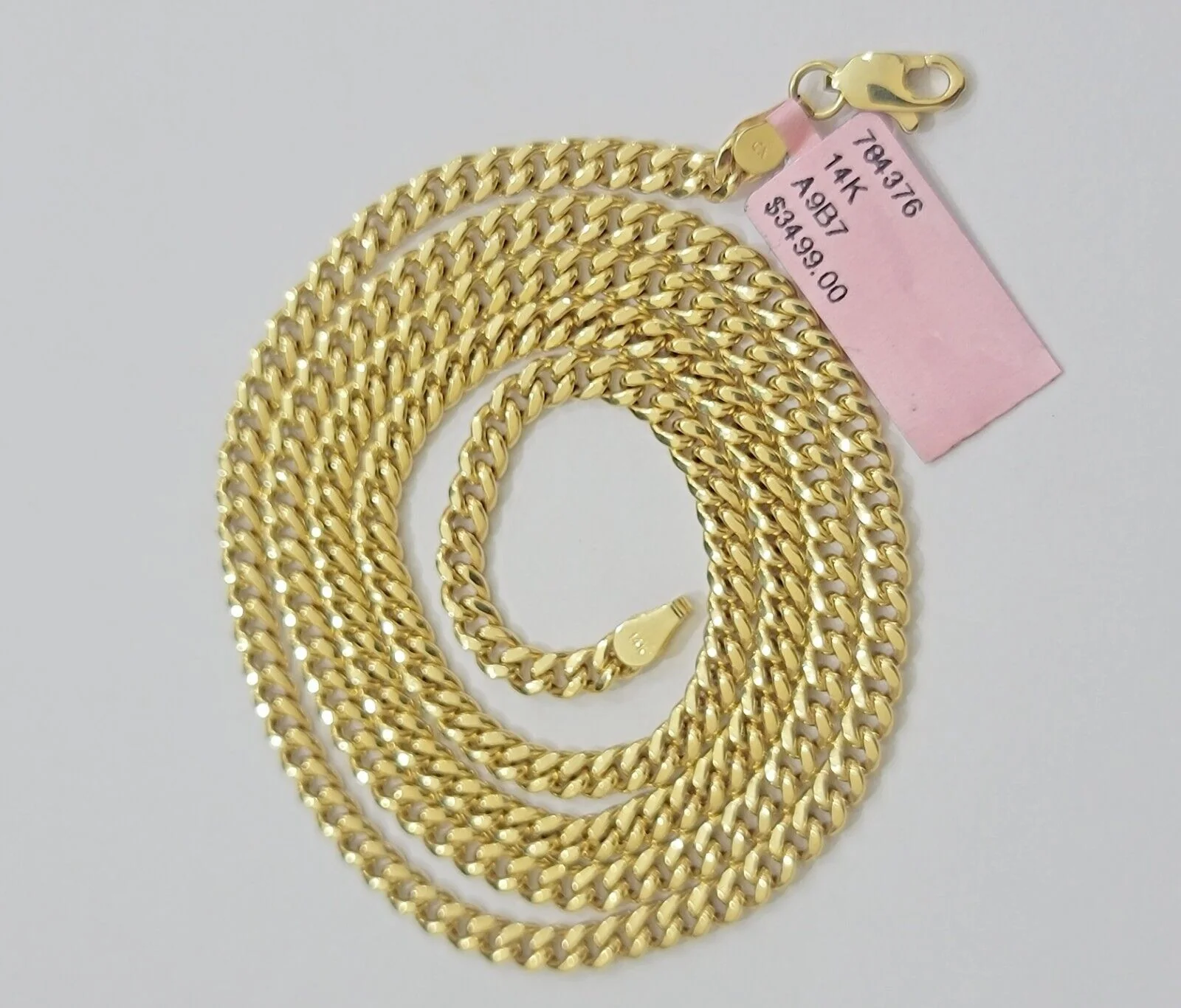 Real 14K Yellow Gold Chain Necklace Miami Cuban Link Chain 3.5mm 18" - 26'' Inch - Image 8