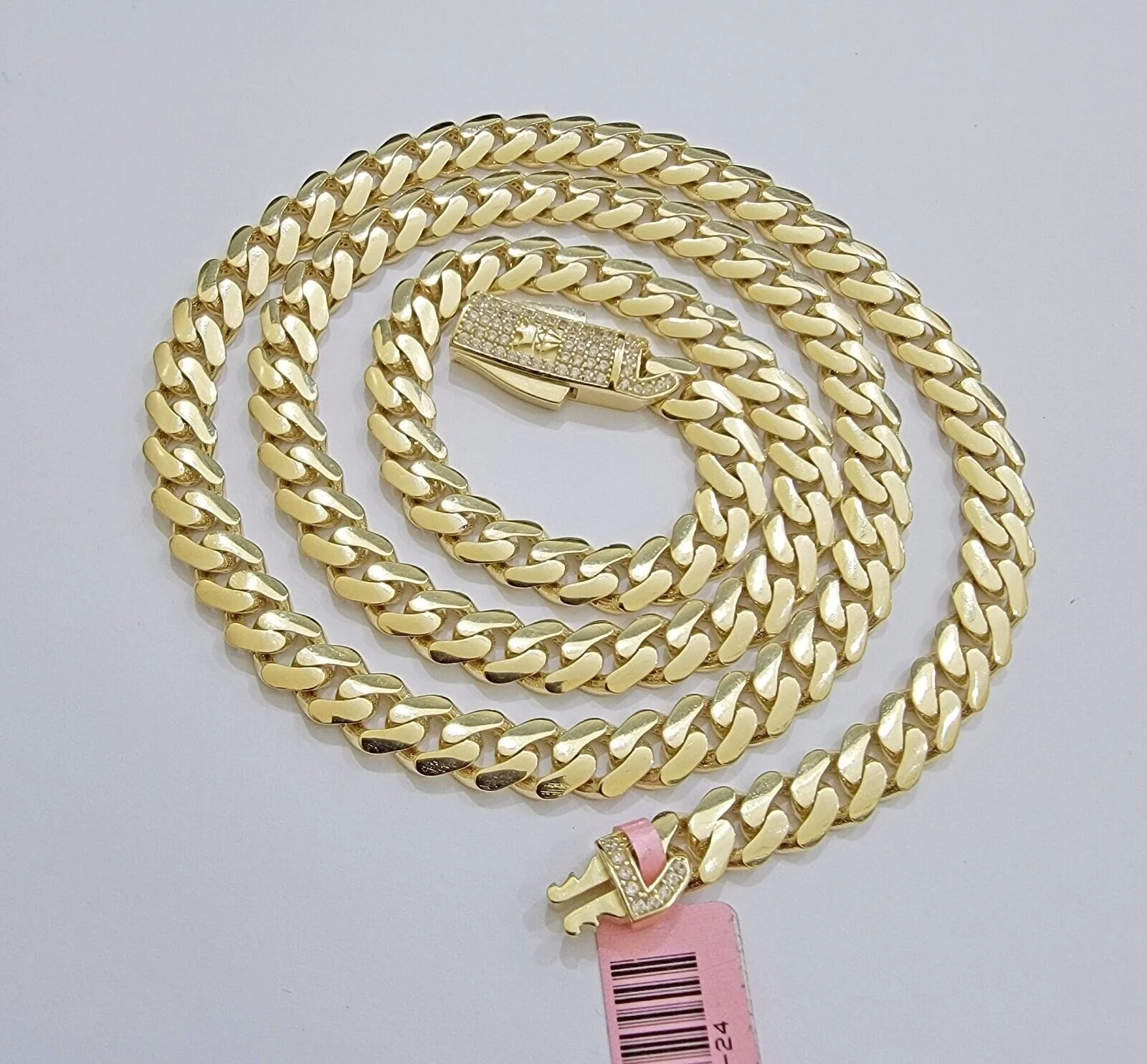Real 14K Yellow Gold Chain Necklace Royal Monaco Cuban Link 7mm 20"- 24" ,Hollow - Image 4