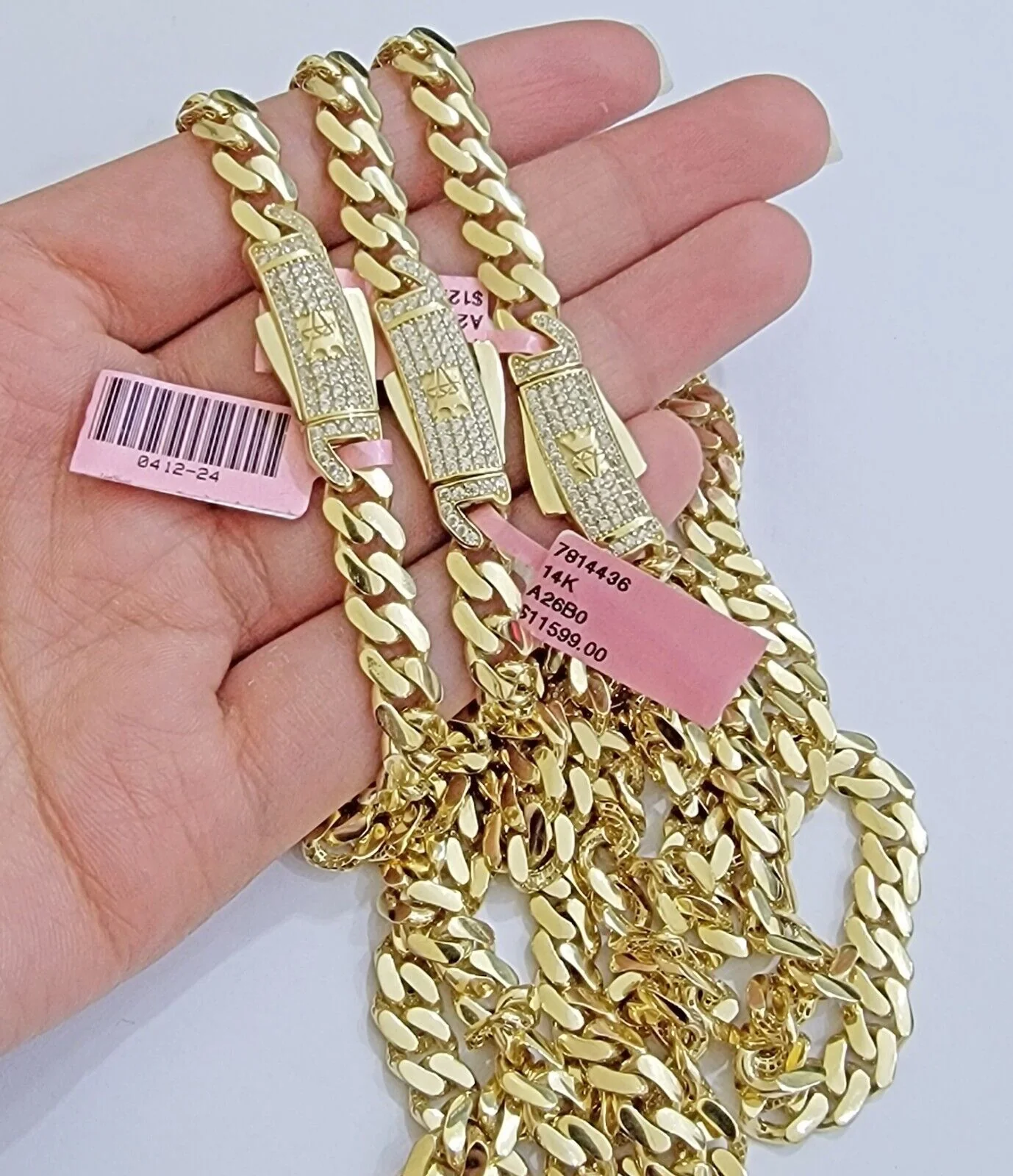 Real 14K Yellow Gold Chain Necklace Royal Monaco Cuban Link 7mm 20"- 24" ,Hollow - Image 5