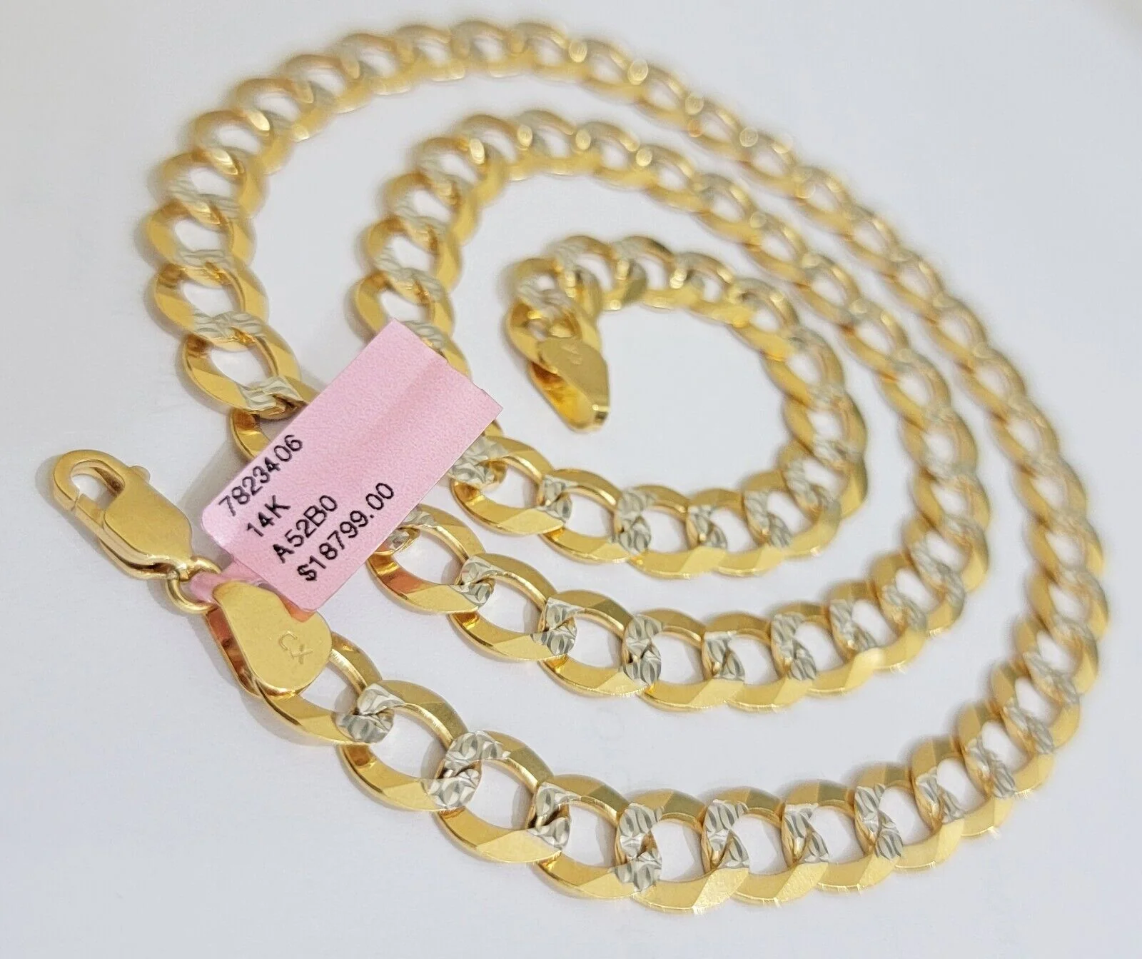 Real 14k Yellow Gold Chain Necklace Two-tone Cuban Curb Link 9.5mm 22 inch SOLID - Image 5