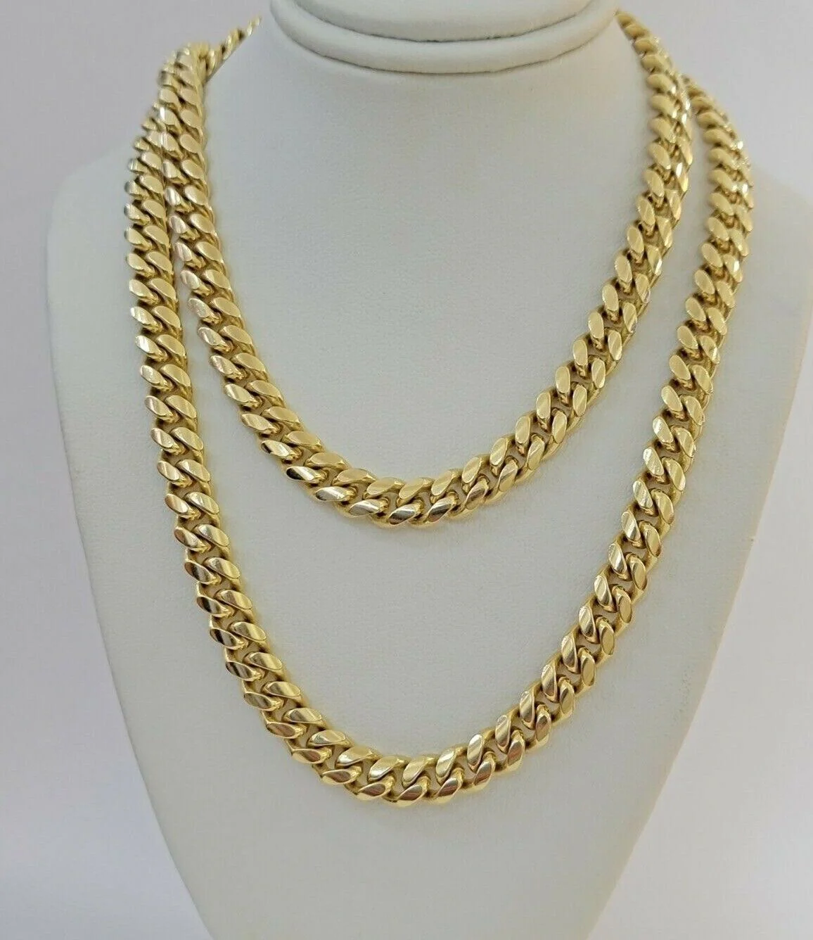 Real 14k Yellow Gold Chain Solid Miami Cuban Link Chain Necklace 18"-30" 5mm-9mm - Image 4