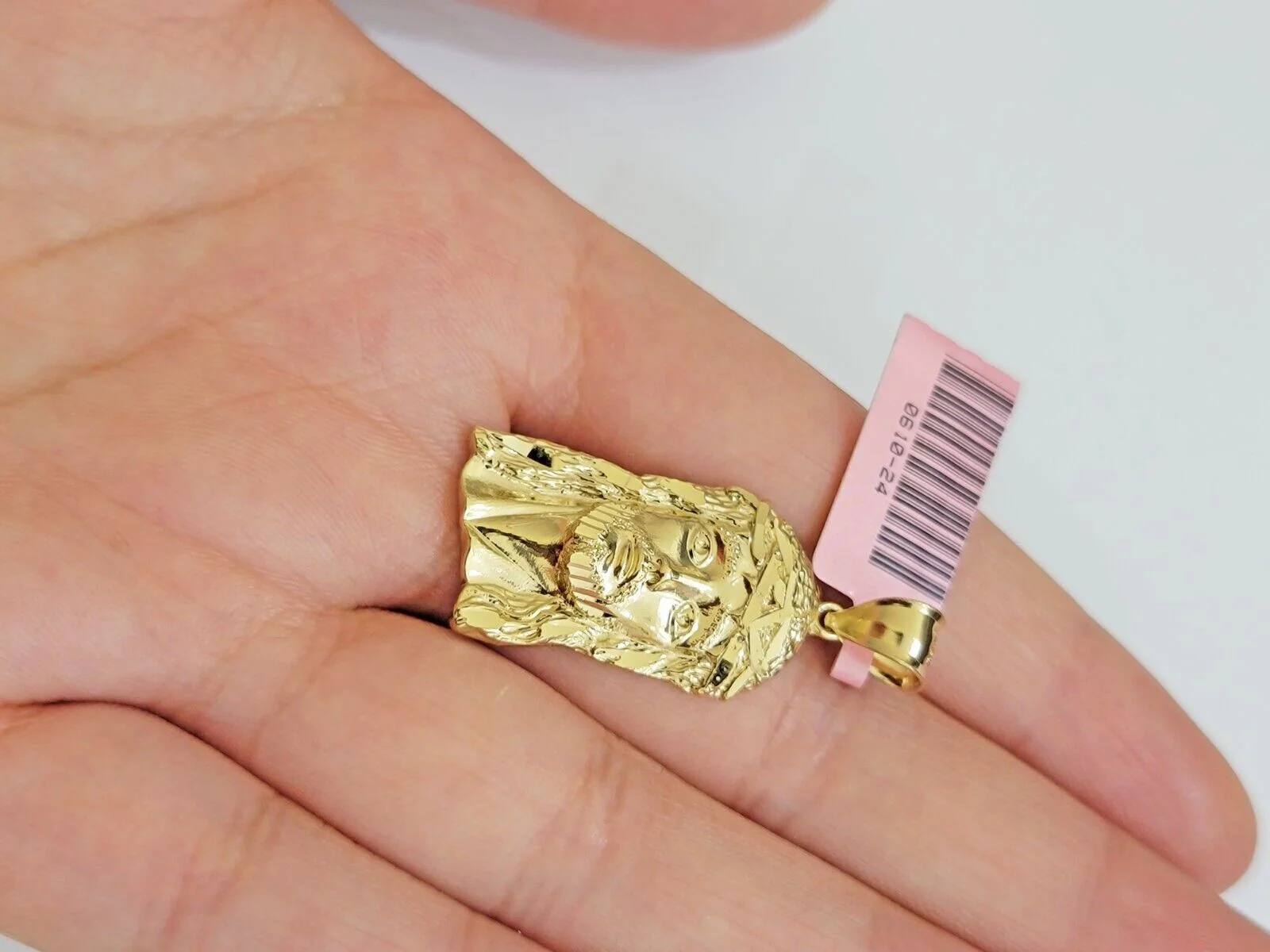 Real 14k Yellow Gold Charm Pendant Jesus Head 14 KT For Men Women, Diamond Cuts - Image 8