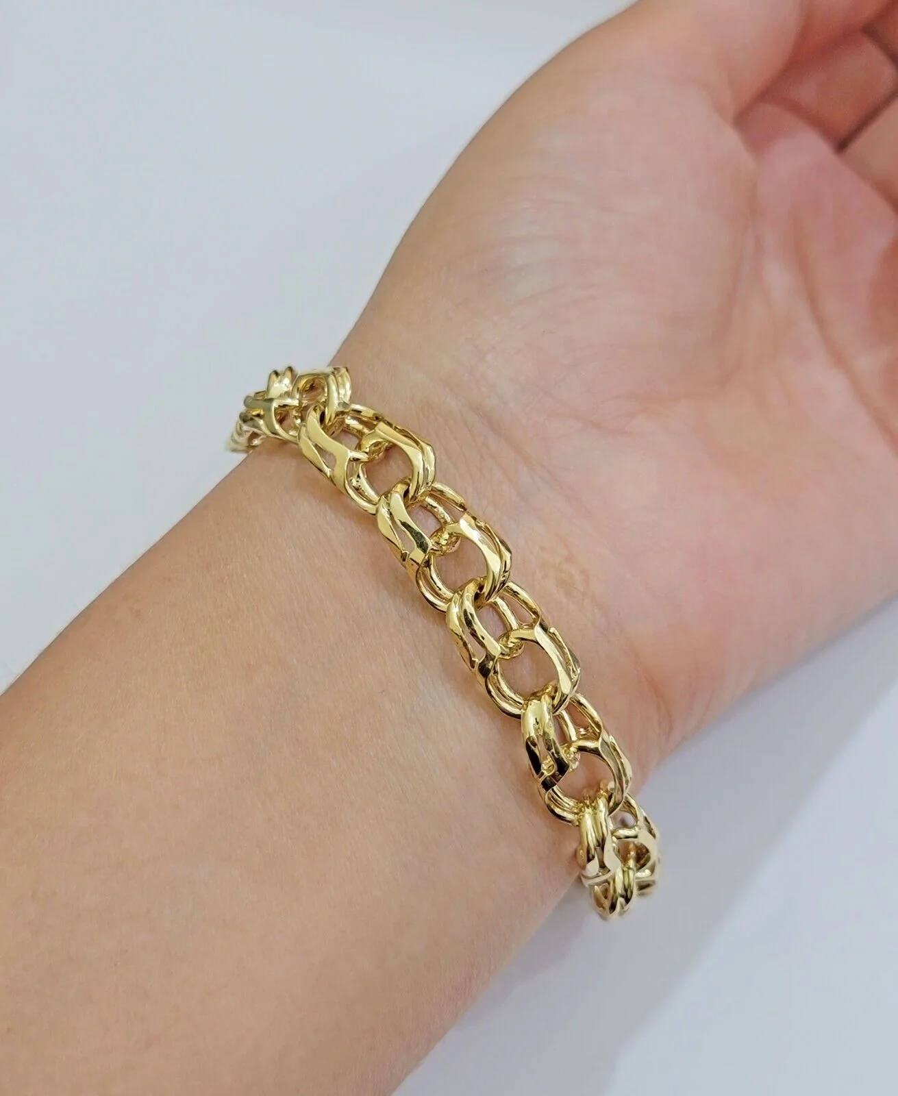 Real 14k Yellow Gold Chino Bracelet 8.5 Inch Men's Name Plate ID Link Solid Oro - Image 6