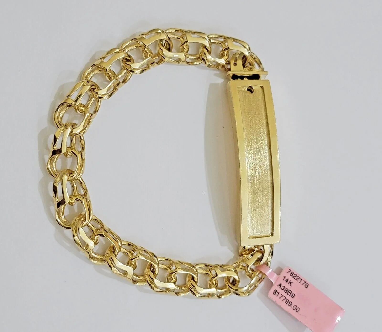 Real 14k Yellow Gold Chino Bracelet 8 Inch 10mm Men's Name Plate ID Link Solid - Image 3