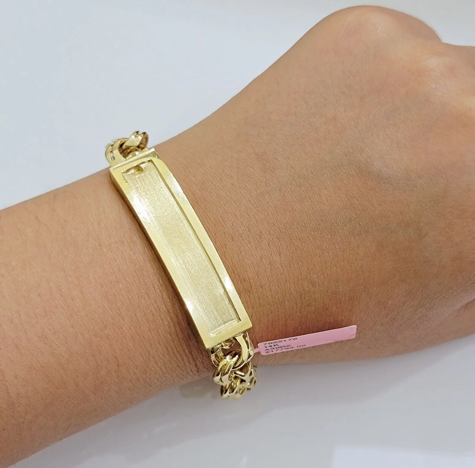 Real 14k Yellow Gold Chino Bracelet 8 Inch 10mm Men's Name Plate ID Link Solid - Image 4