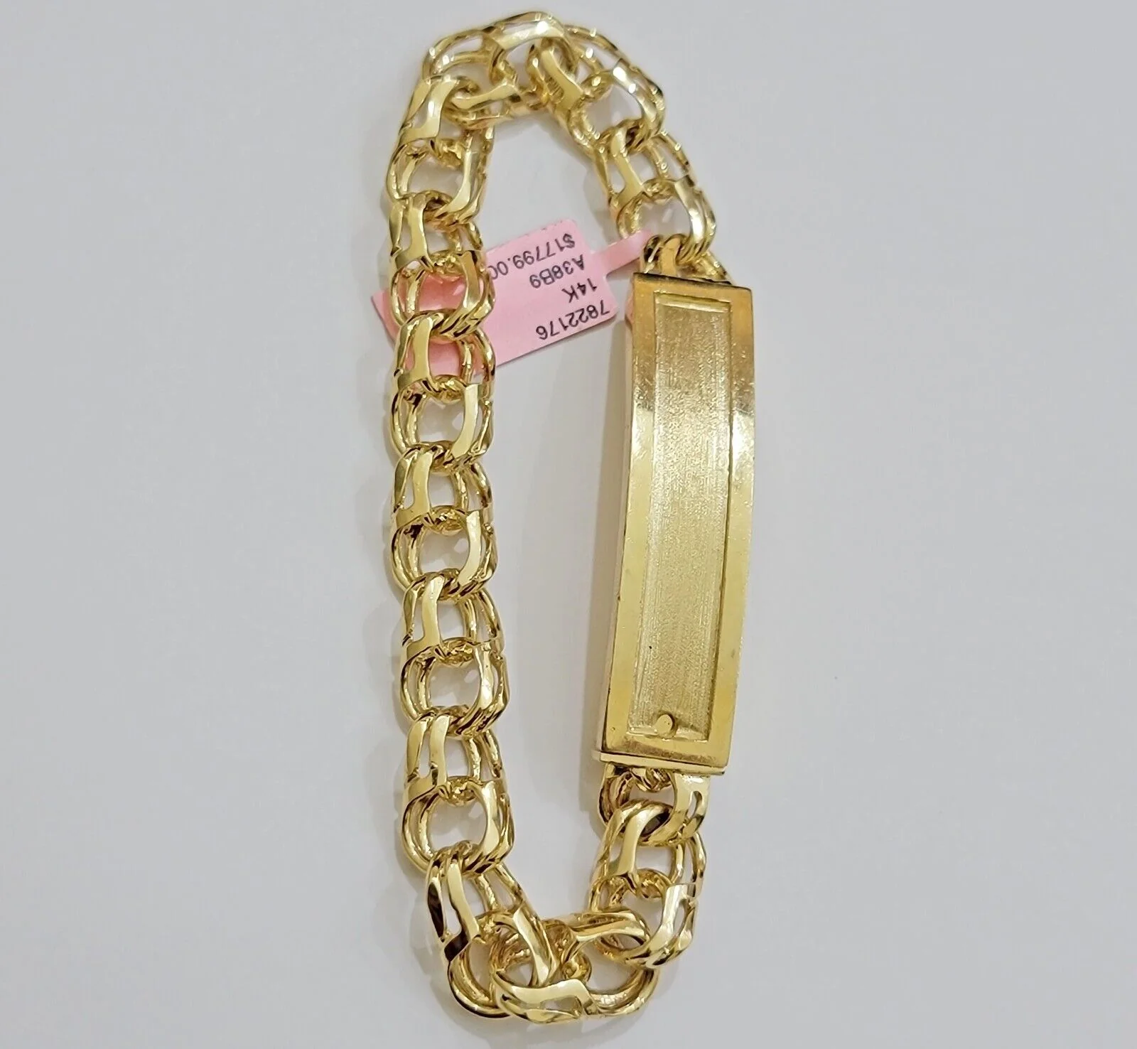 Real 14k Yellow Gold Chino Bracelet 8 Inch 10mm Men's Name Plate ID Link Solid - Image 5