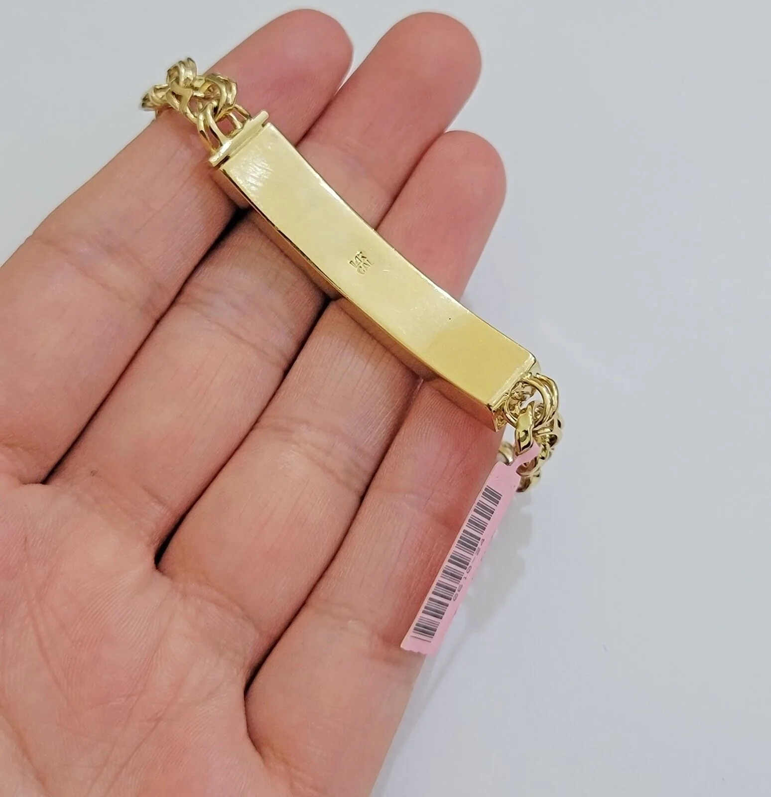 Real 14k Yellow Gold Chino Bracelet 8 Inch 7mm Men's Name Plate ID Link Solid - Image 3