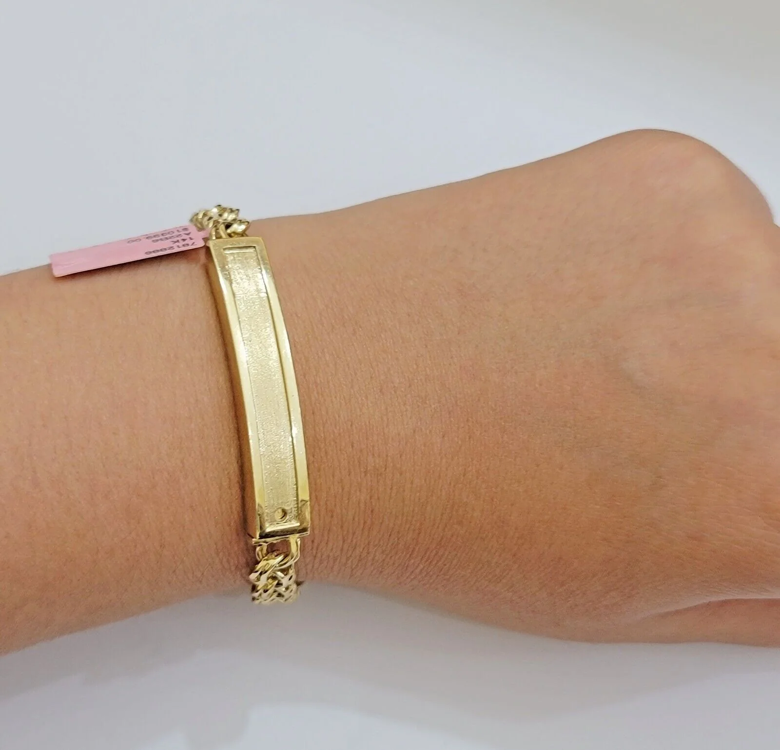 Real 14k Yellow Gold Chino Bracelet 8 Inch 7mm Men's Name Plate ID Link Solid - Image 4