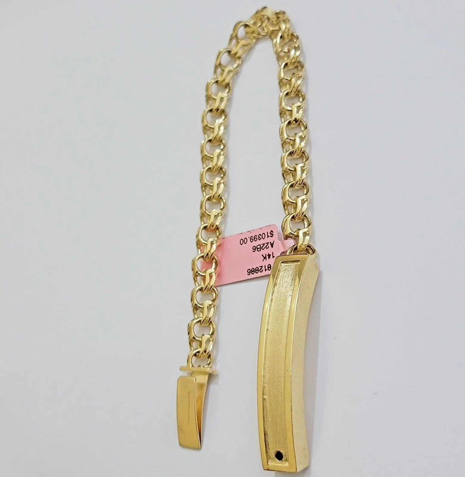 Real 14k Yellow Gold Chino Bracelet 8 Inch 7mm Men's Name Plate ID Link Solid - Image 5