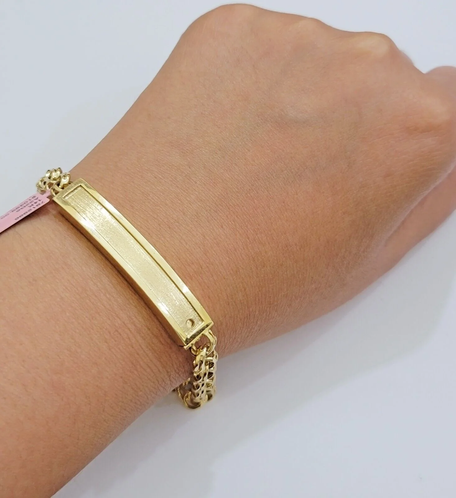 Real 14k Yellow Gold Chino Bracelet 8 Inch 7mm Men's Name Plate ID Link Solid - Image 6