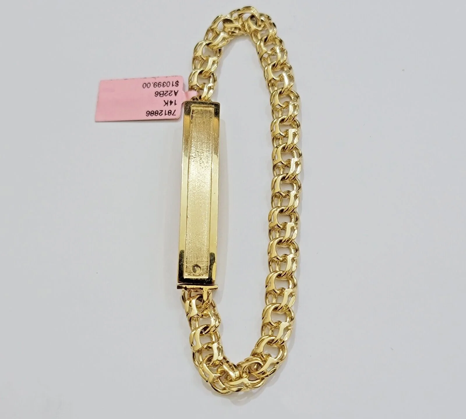 Real 14k Yellow Gold Chino Bracelet 8 Inch 7mm Men's Name Plate ID Link Solid - Image 8