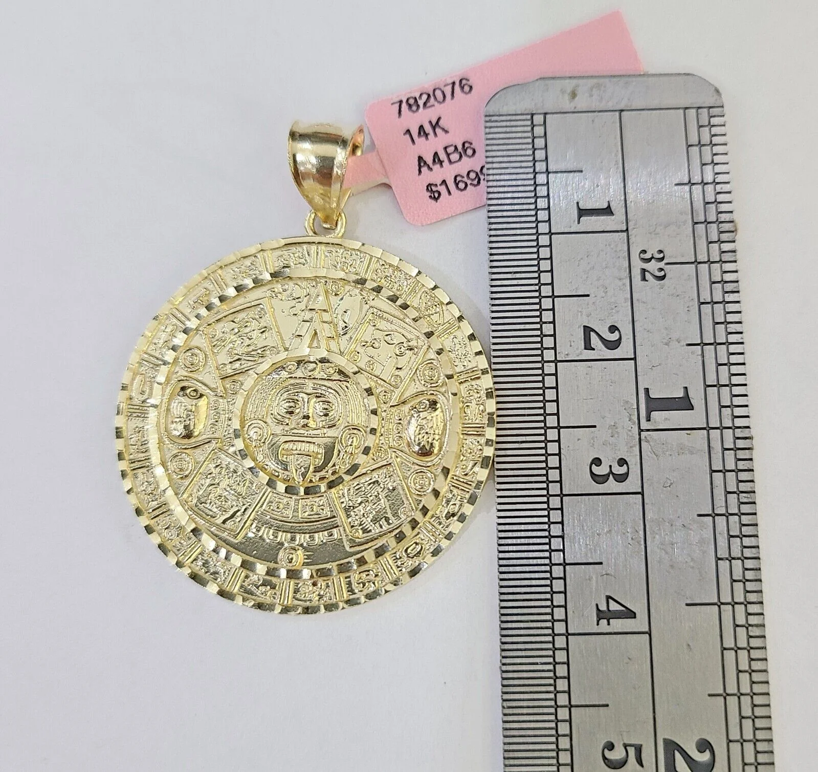 Real 14k Yellow Gold Circular Mayan Calendar / Pendant Charm 14kt - Image 3