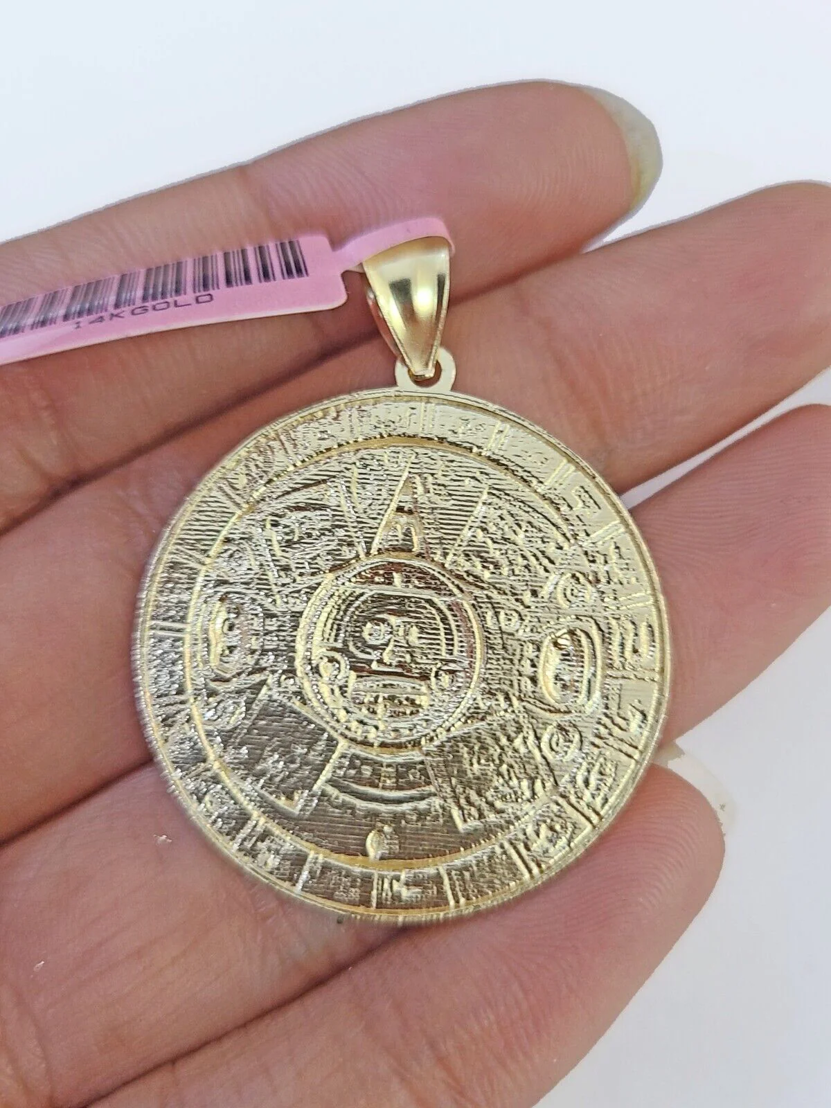 Real 14k Yellow Gold Circular Mayan Calendar / Pendant Charm 14kt - Image 4
