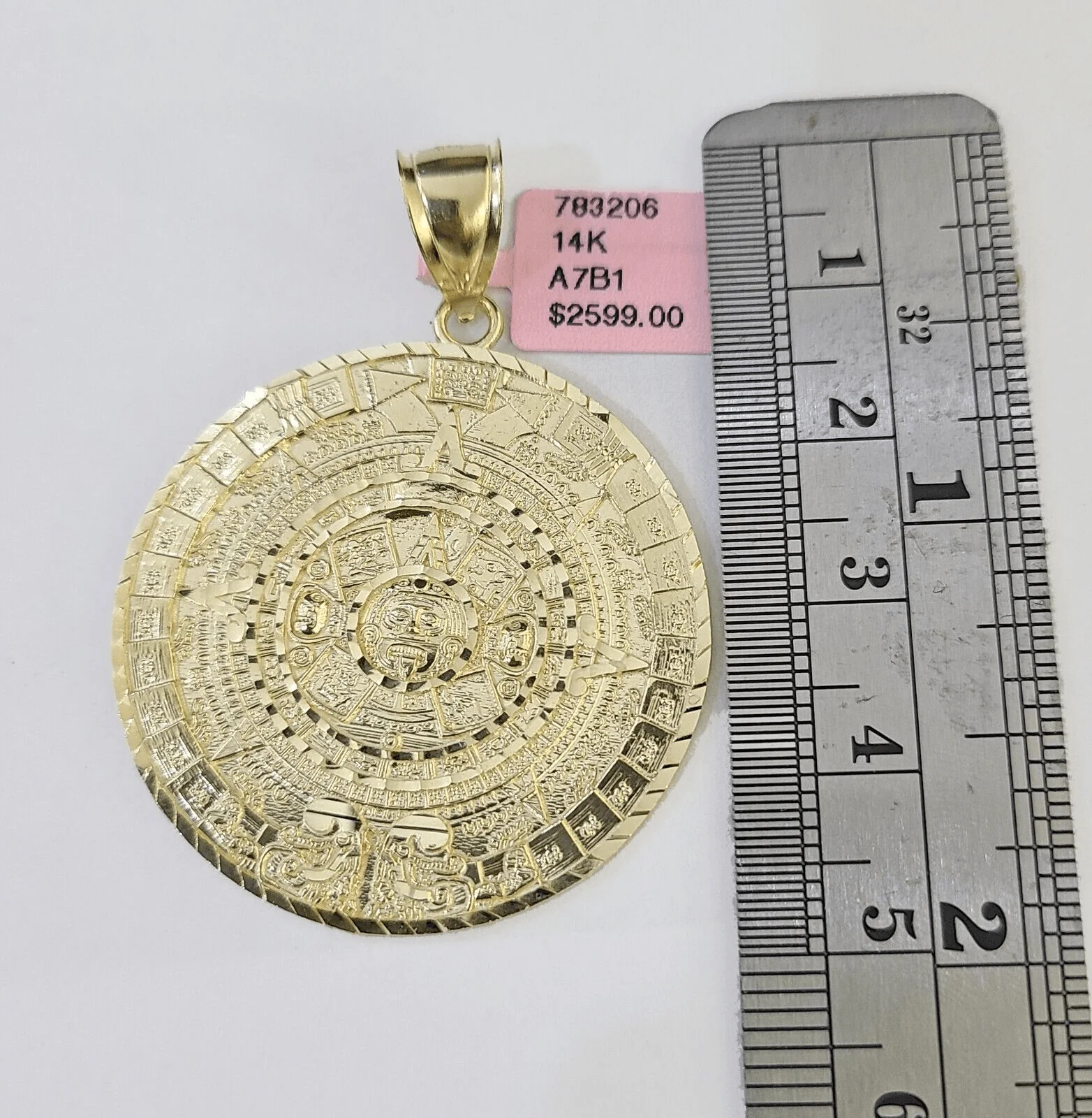Real 14k Yellow Gold Circular Mayan Calendar / Pendant Charm 14kt - Image 2
