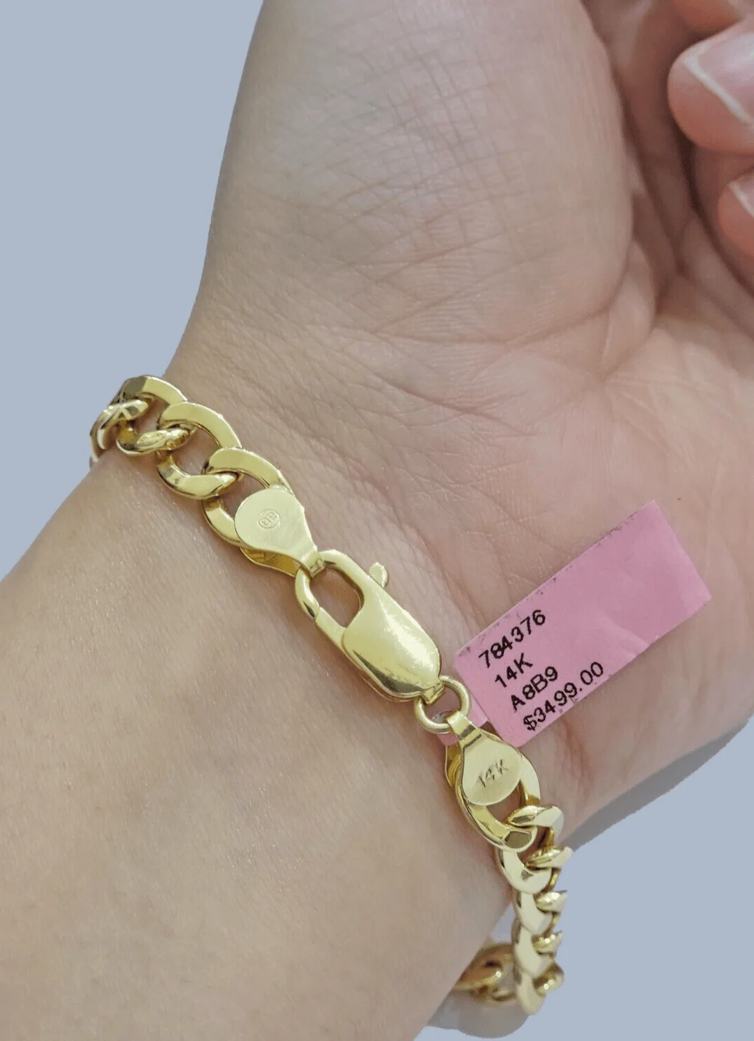 Real 14k Yellow Gold Cuban Curb Bracelet 8mm 8 Inch Lobster Clasp 14 KT New SALE - Image 4
