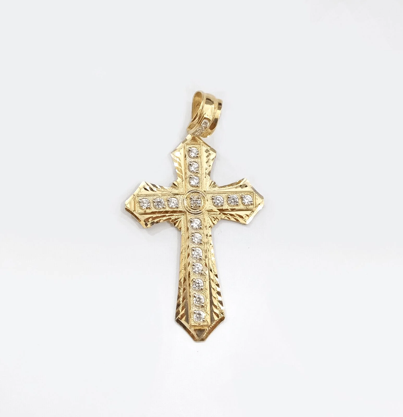 Real 14k Yellow Gold Diamond Cut Cross Charm Pendant For Mens 14kt Cross, New - Image 2