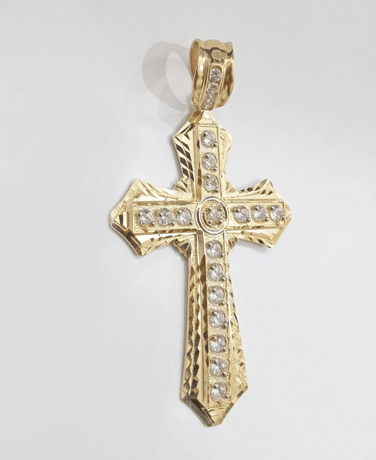 Real 14k Yellow Gold Diamond Cut Cross Charm Pendant For Mens 14kt Cross, New - Image 6