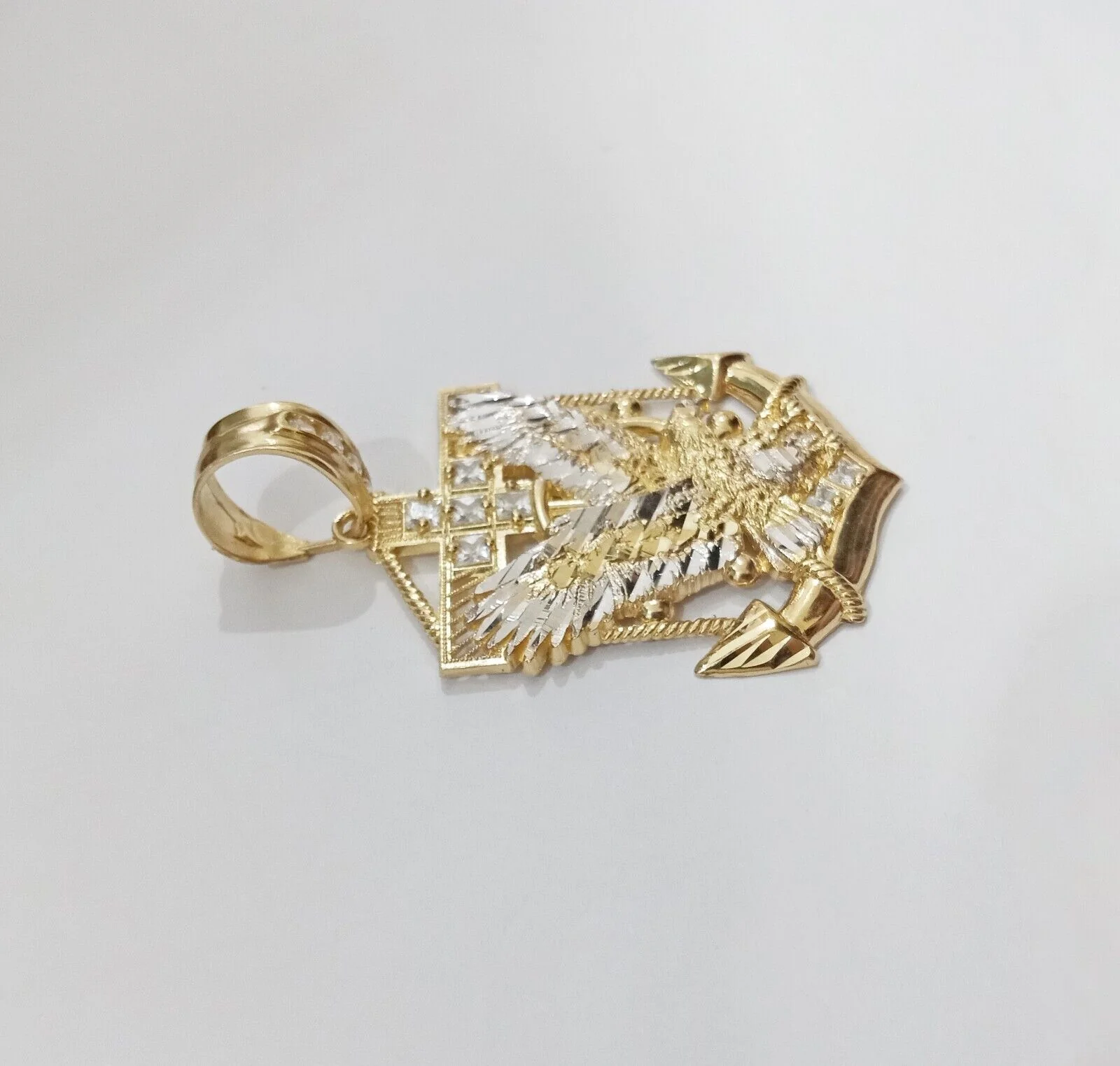 Real 14k Yellow Gold Eagle Anchor Charm Pendant 14kt Gold - Image 6