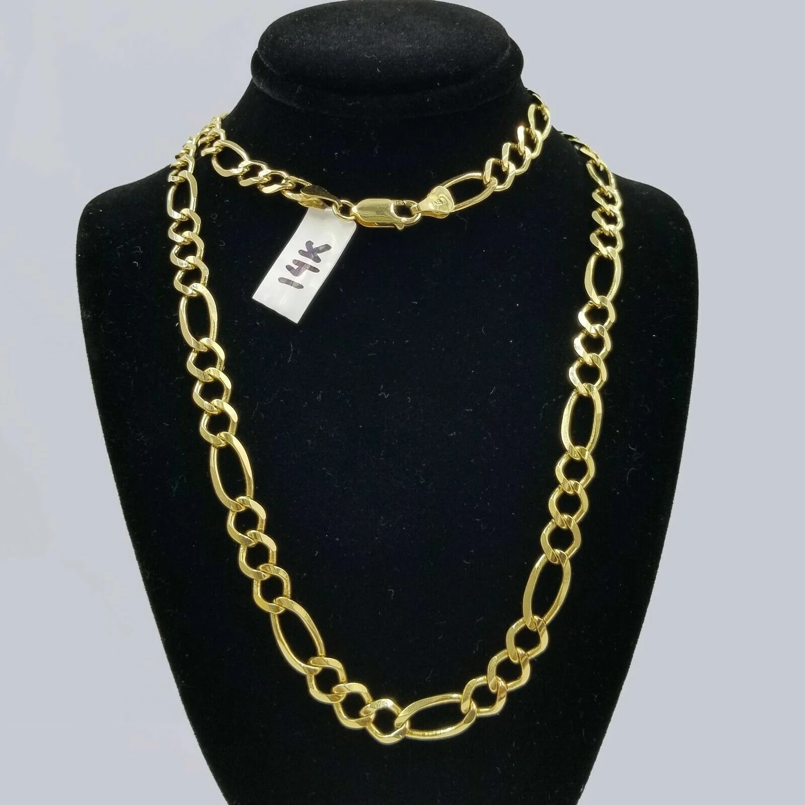 Real 14k Yellow Gold Figaro Chain Solid 14kt 24" 26" 28" 100% Authentic Necklace - Image 2