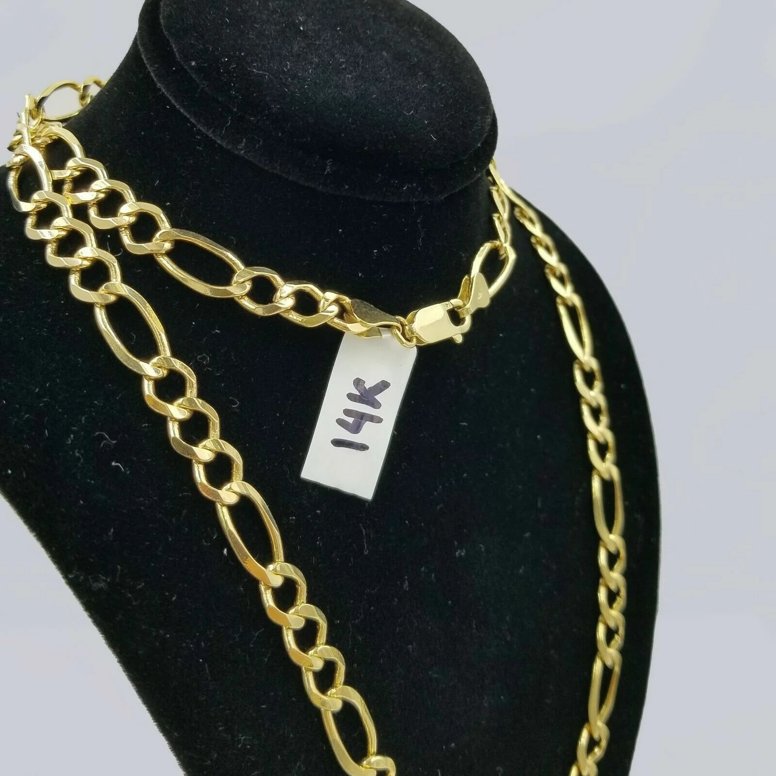 Real 14k Yellow Gold Figaro Chain Solid 14kt 24" 26" 28" 100% Authentic Necklace - Image 3