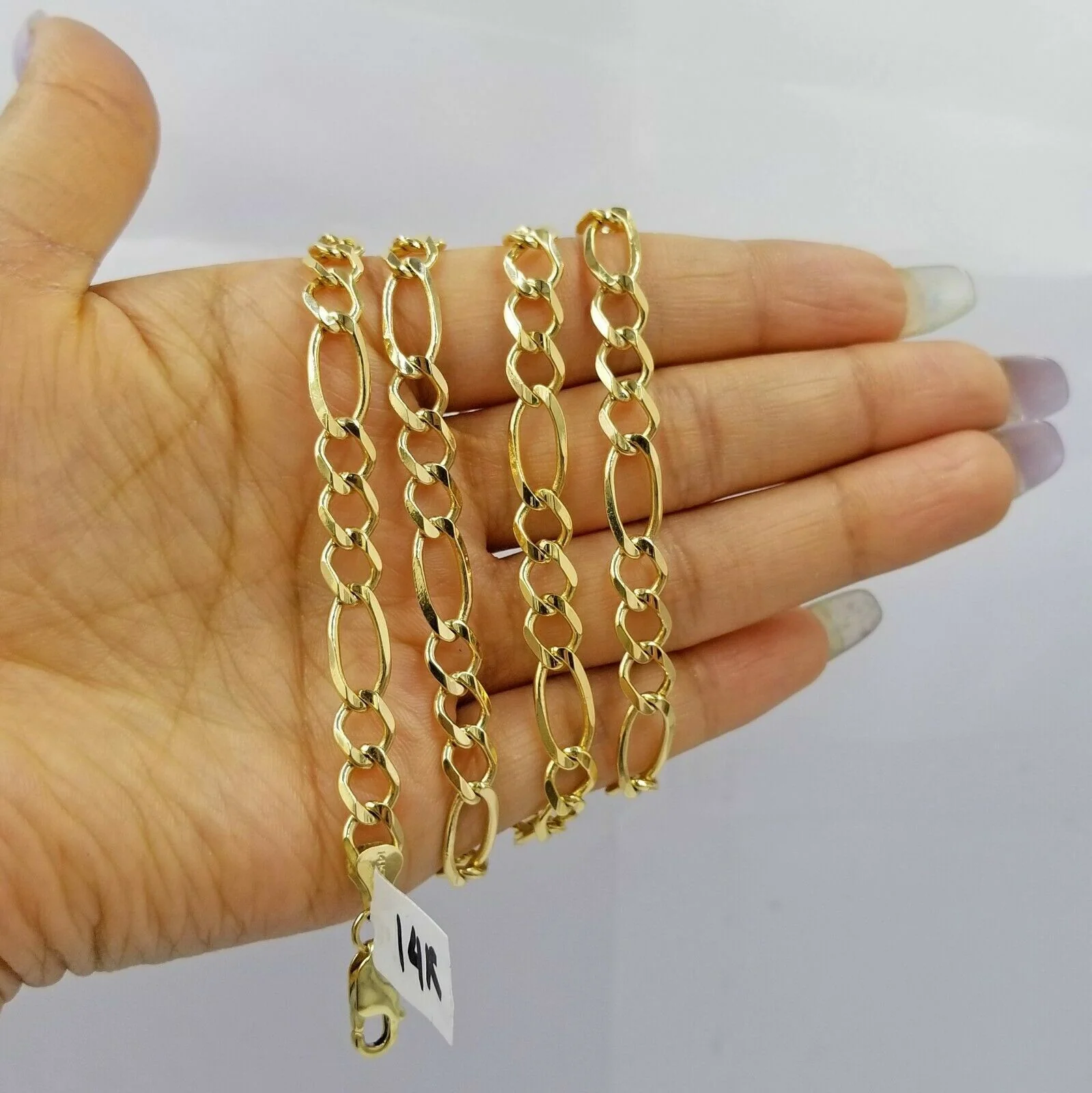 Real 14k Yellow Gold Figaro Chain Solid 14kt 24" 26" 28" 100% Authentic Necklace - Image 5