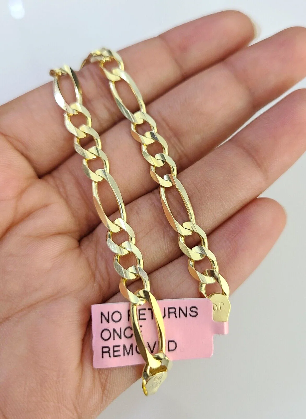 Real 14k Yellow Gold Figaro link Bracelet 5mm 7.5" Inch Mens Womens Genuine - Image 3