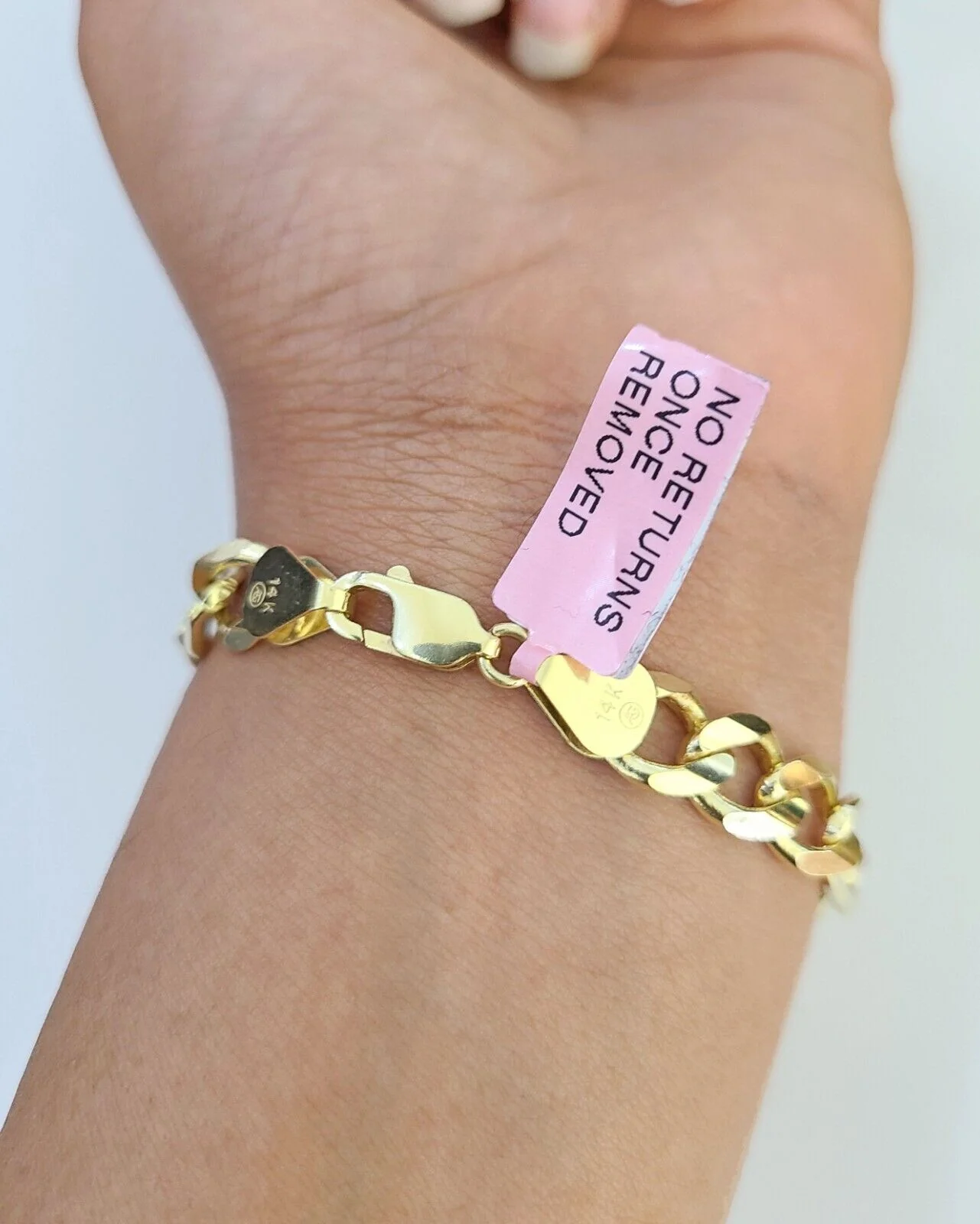 Real 14k Yellow Gold Figaro link Bracelet 8mm 8" Inch Mens Genuine - Image 2