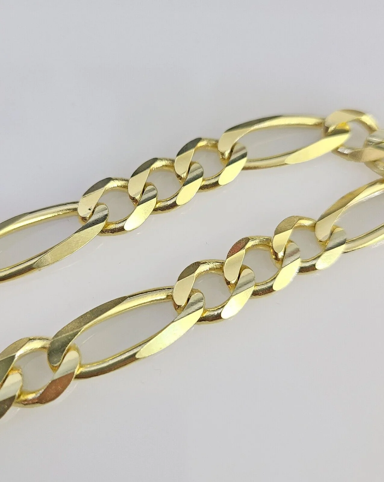 Real 14k Yellow Gold Figaro link Bracelet 8mm 8" Inch Mens Genuine - Image 3