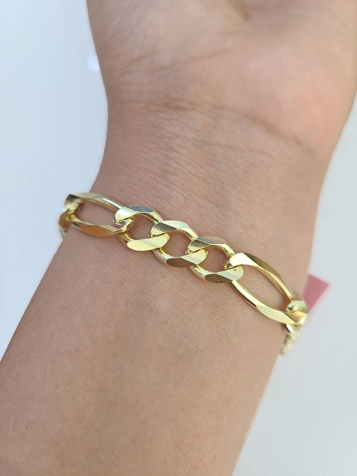 Real 14k Yellow Gold Figaro link Bracelet 8mm 8" Inch Mens Genuine - Image 4