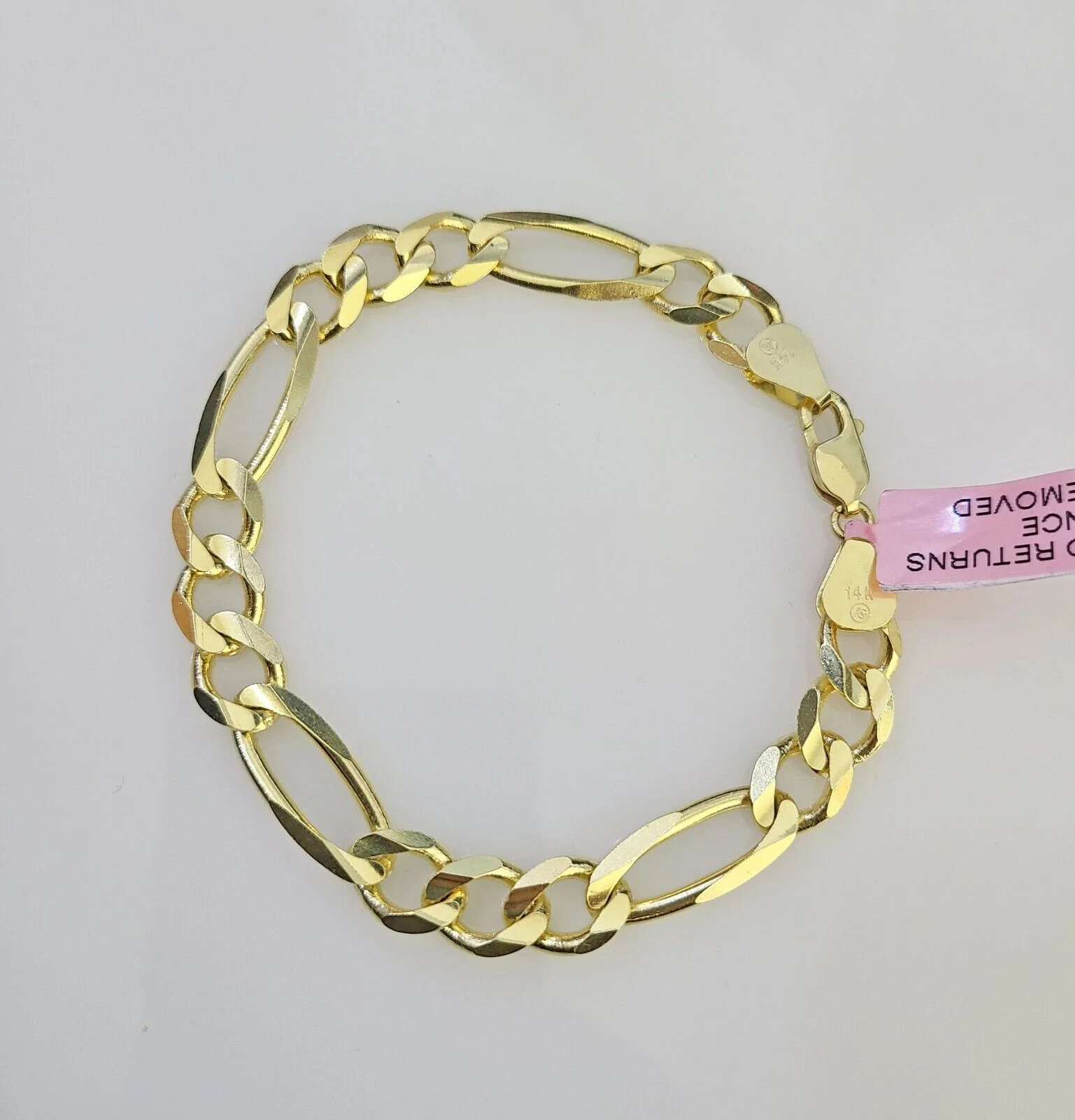 Real 14k Yellow Gold Figaro link Bracelet 8mm 8" Inch Mens Genuine - Image 5