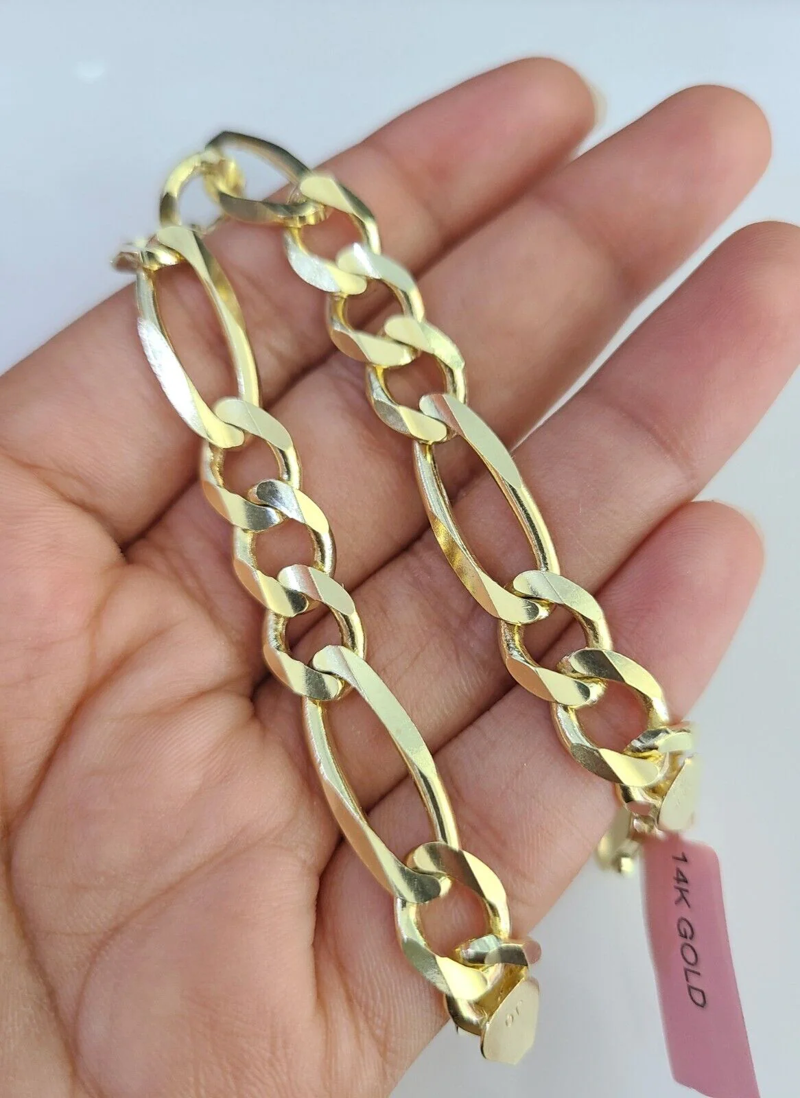 Real 14k Yellow Gold Figaro link Bracelet 8mm 8" Inch Mens Genuine - Image 6