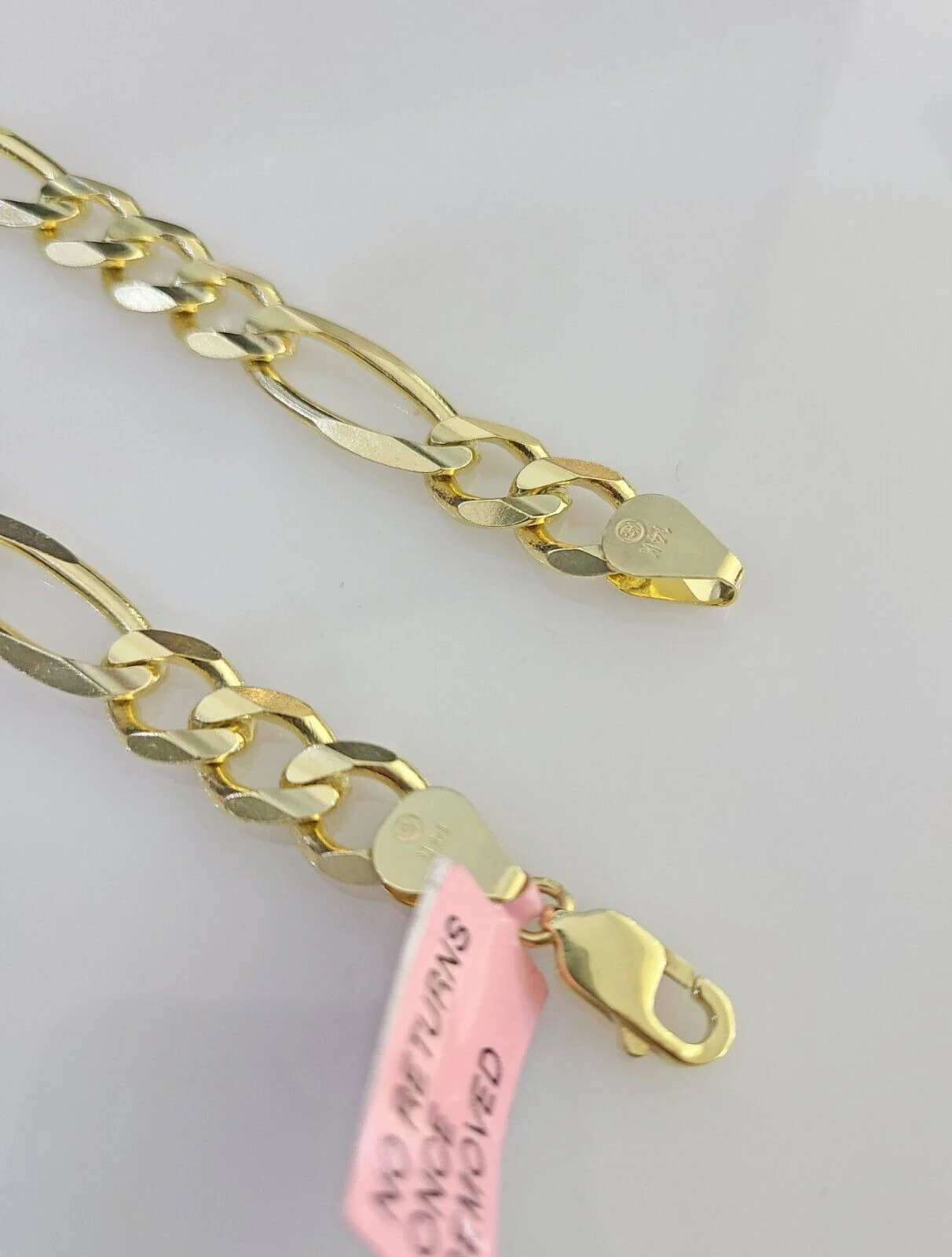 Real 14k Yellow Gold Figaro link Bracelet 8mm 8" Inch Mens Genuine - Image 7