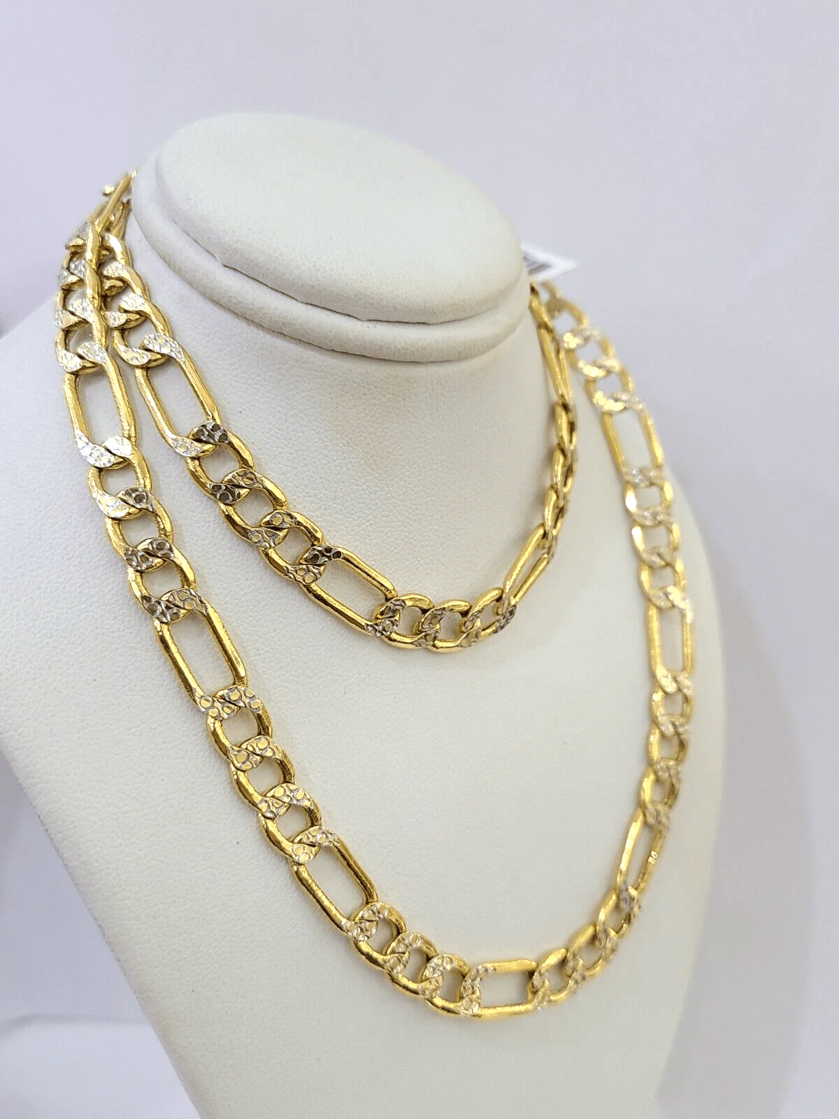 Real 14K Yellow Gold Figaro Link Chain Diamond Cut 8mm 24" Necklace Men's - Image 2