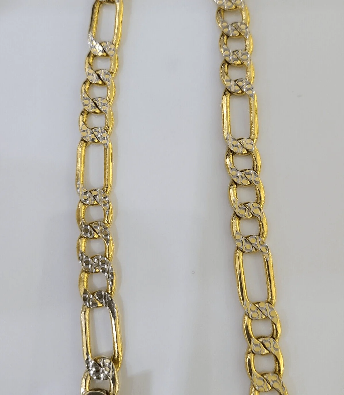 Real 14K Yellow Gold Figaro Link Chain Diamond Cut 8mm 24" Necklace Men's - Image 4