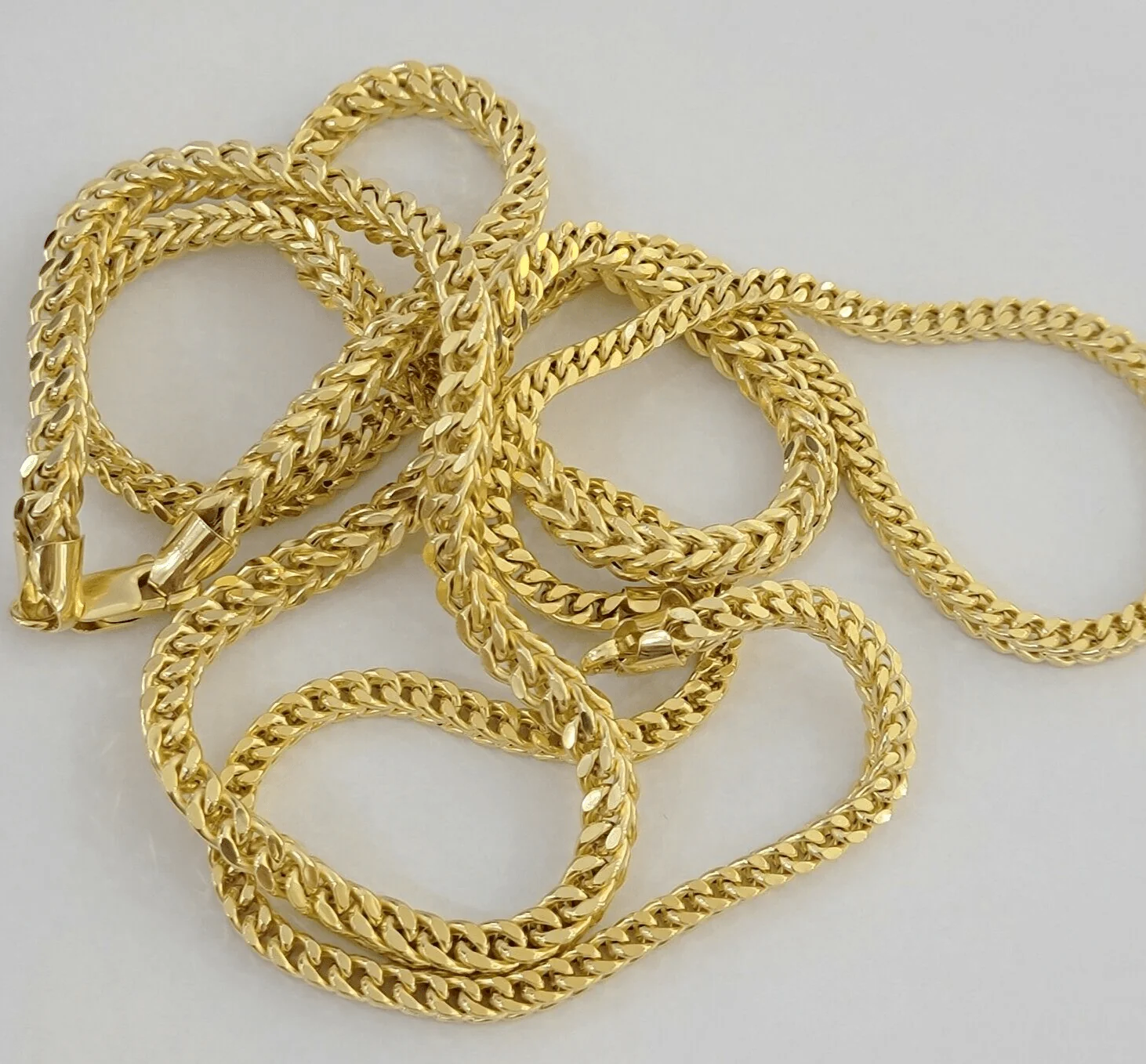 Real 14k Yellow Gold Franco Necklace Box Chain 22-26 Inch 3.5mm 14KT Mens SALE - Image 4