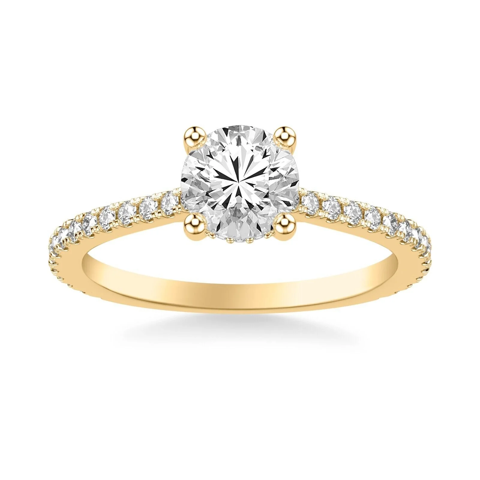 Real 14k Yellow Gold IGI Certified 1.25CT Lab Created Diamond Ring Round VS - Image 2