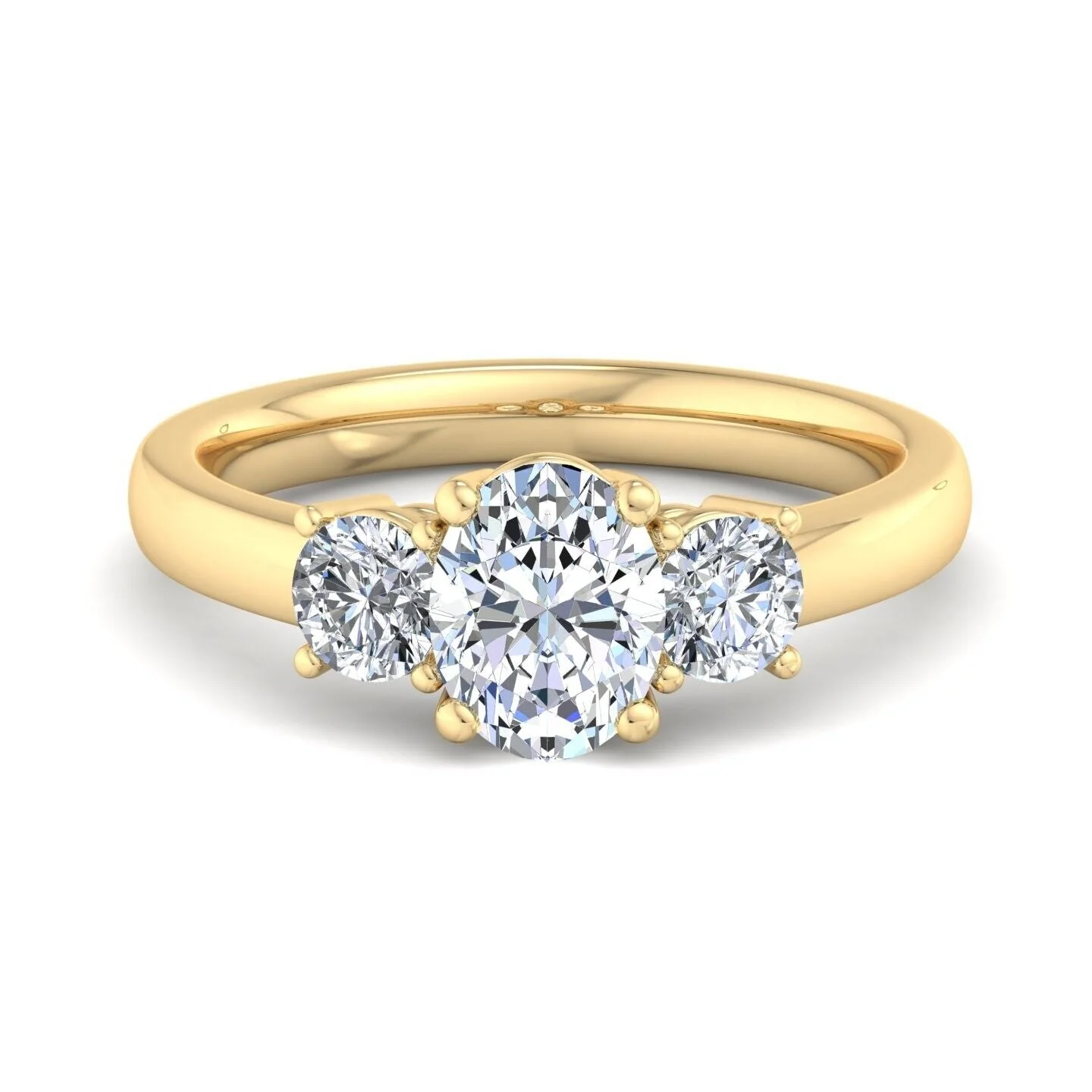 Real 14k Yellow Gold IGI Certified 3 Stone Diamond Ring 2CT Lab Created Round VS - Image 2