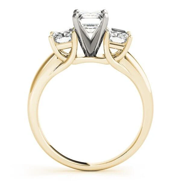 Real 14k Yellow Gold IGI Certified 3 Stone Diamond Ring 3CT Lab Created Round VS Ring Sizes 6,7,8,9,10,11 & 12 - Image 2
