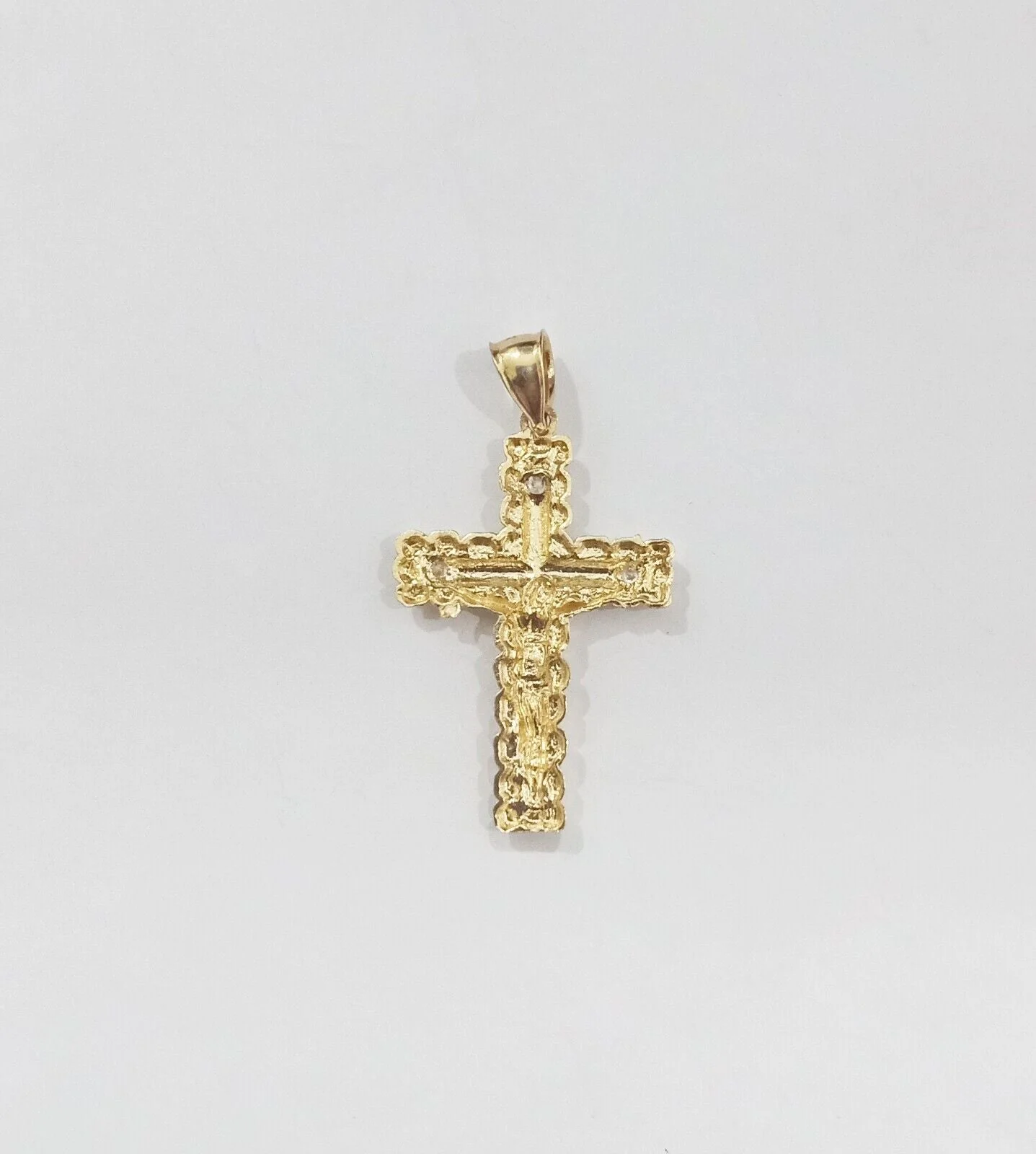 Real 14k Yellow Gold Jesus Crucifix Nugget Cross Charm Pendant 1.5"  inch - Image 7