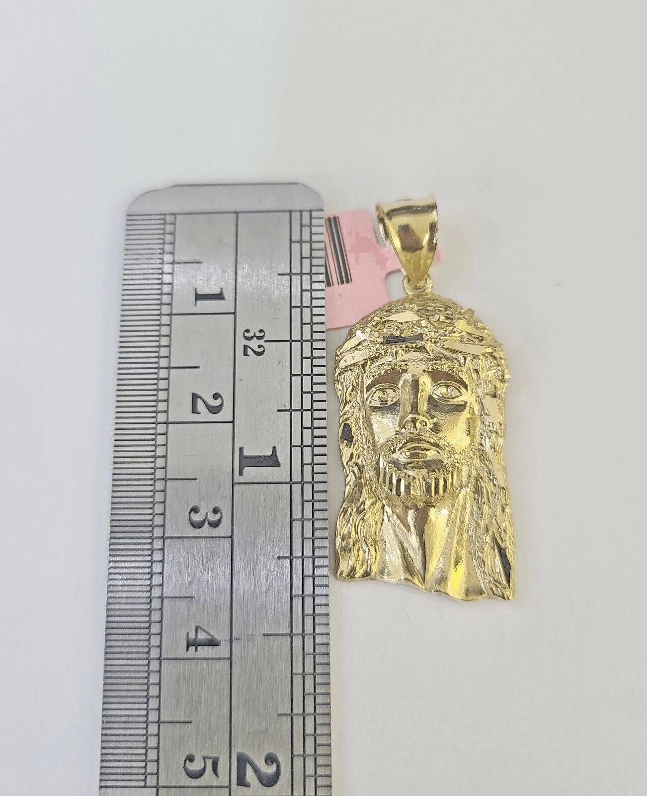 Real 14K Yellow Gold Jesus Head Pendant Charm Genuine 1.25" - Image 3