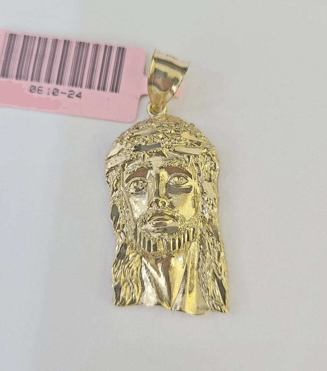 Real 14K Yellow Gold Jesus Head Pendant Charm Genuine 1.25" - Image 4