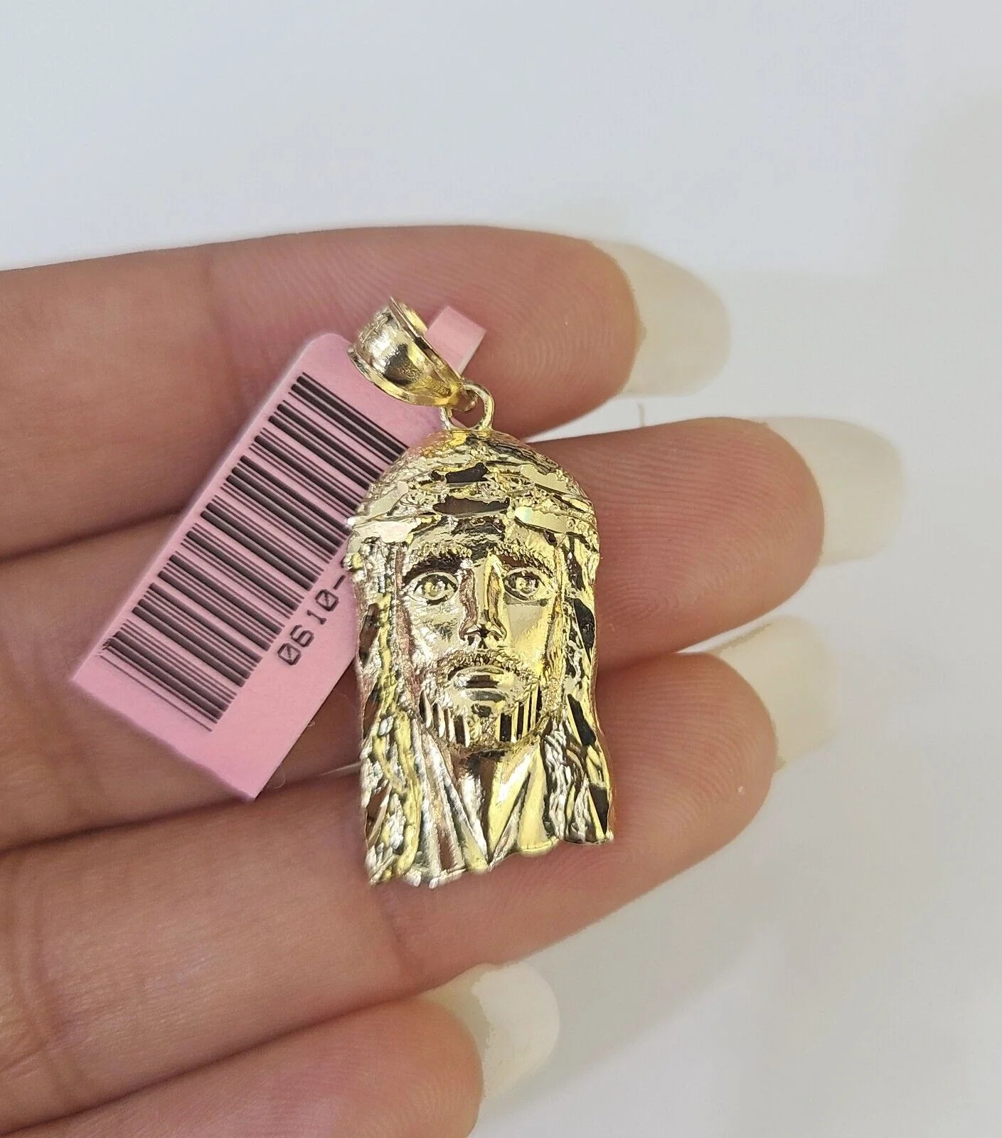 Real 14K Yellow Gold Jesus Head Pendant Charm Genuine 1" - Image 4