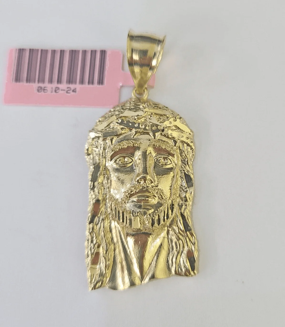 Real 14K Yellow Gold Jesus Head Pendant Charm Genuine 1.5" - Image 5