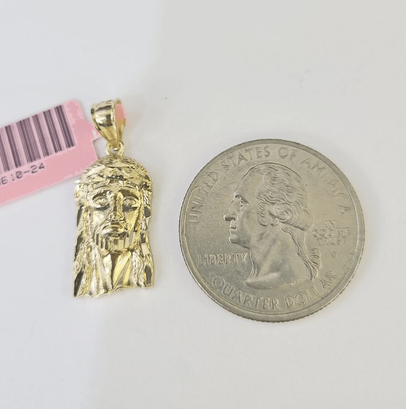Real 14K Yellow Gold Jesus Head Pendant Charm Genuine 1" - Image 2