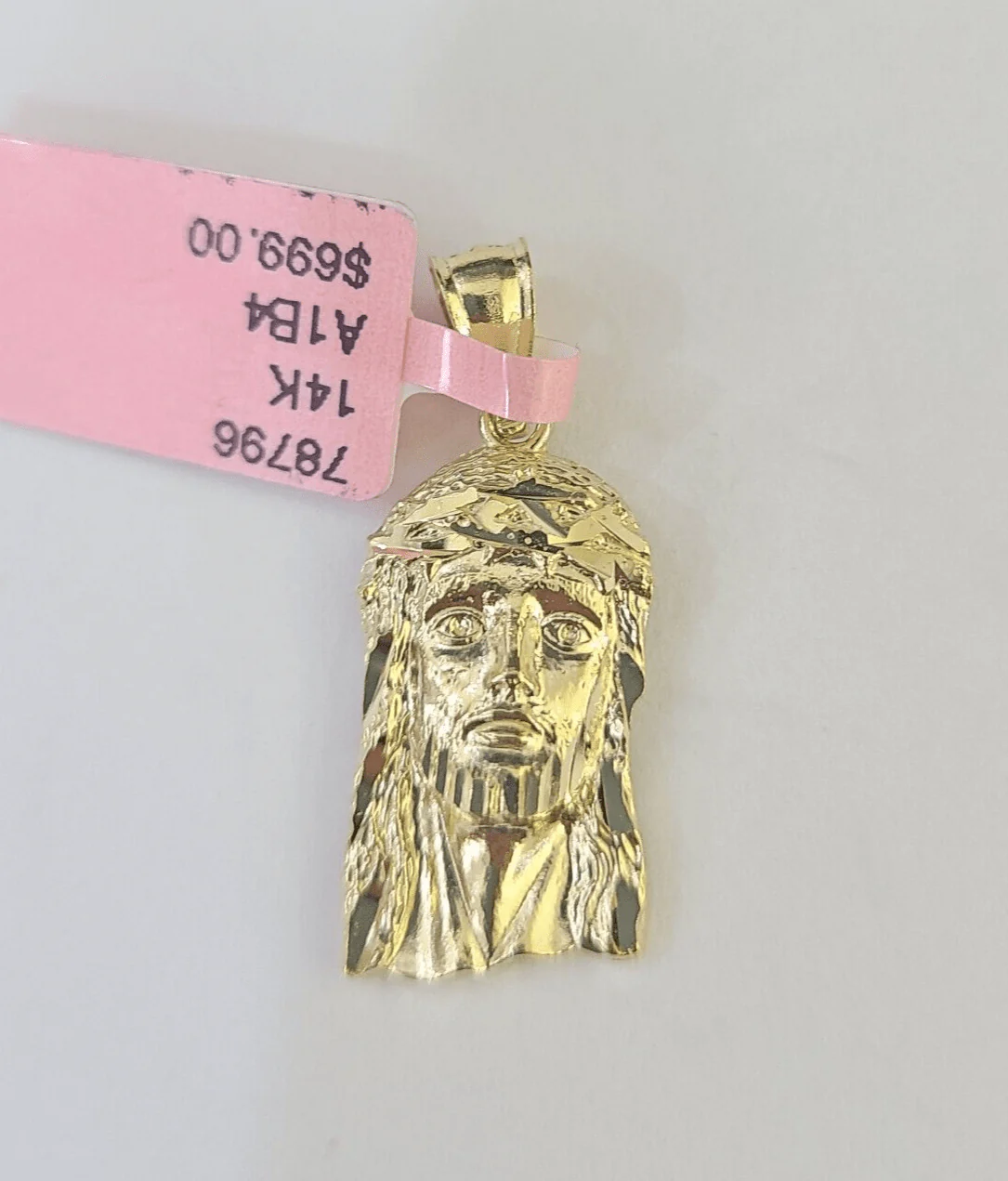 Real 14K Yellow Gold Jesus Head Pendant Charm Genuine 1" - Image 4