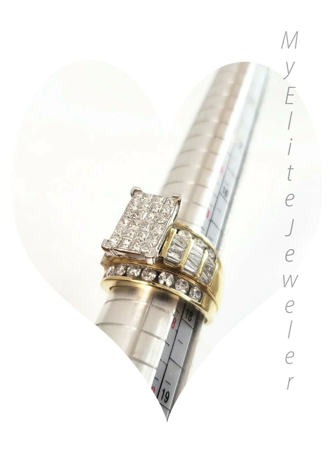 REAL 14k Yellow Gold Ladies Diamond Ring 2CT, Cinderella Style Size 7 For Women - Image 3