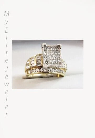 REAL 14k Yellow Gold Ladies Diamond Ring 2CT, Cinderella Style Size 7 For Women - Image 4